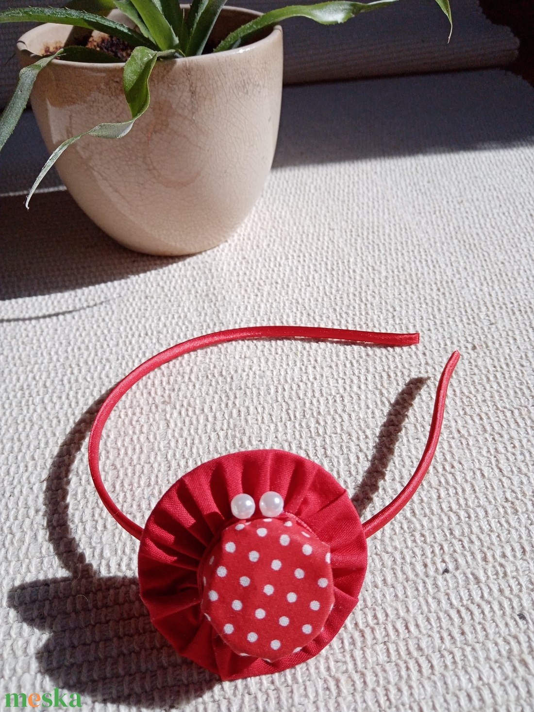 Piros pöttyös kalapos hajráf, hajpánt - ruha & divat - hajdísz & hajcsat - hajráf & hajpánt - Meska.hu