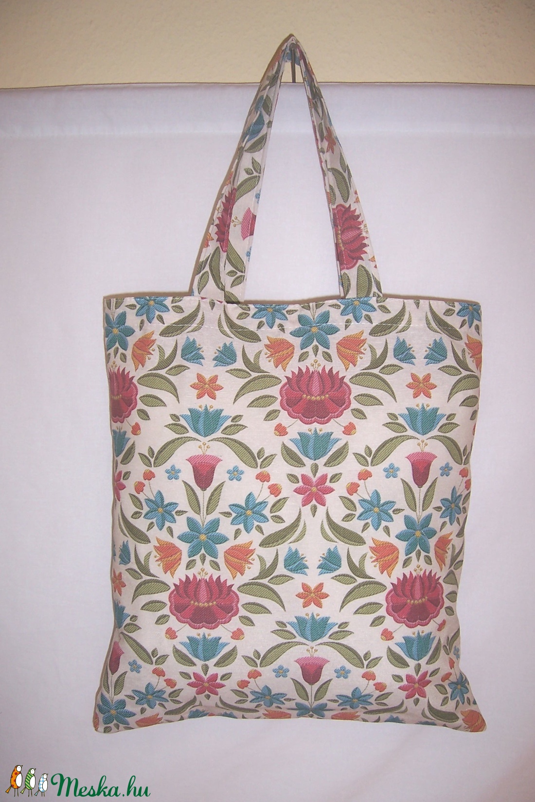Virág mintás táska normál füllel  - táska & tok - bevásárlás & shopper táska - shopper, textiltáska, szatyor - Meska.hu