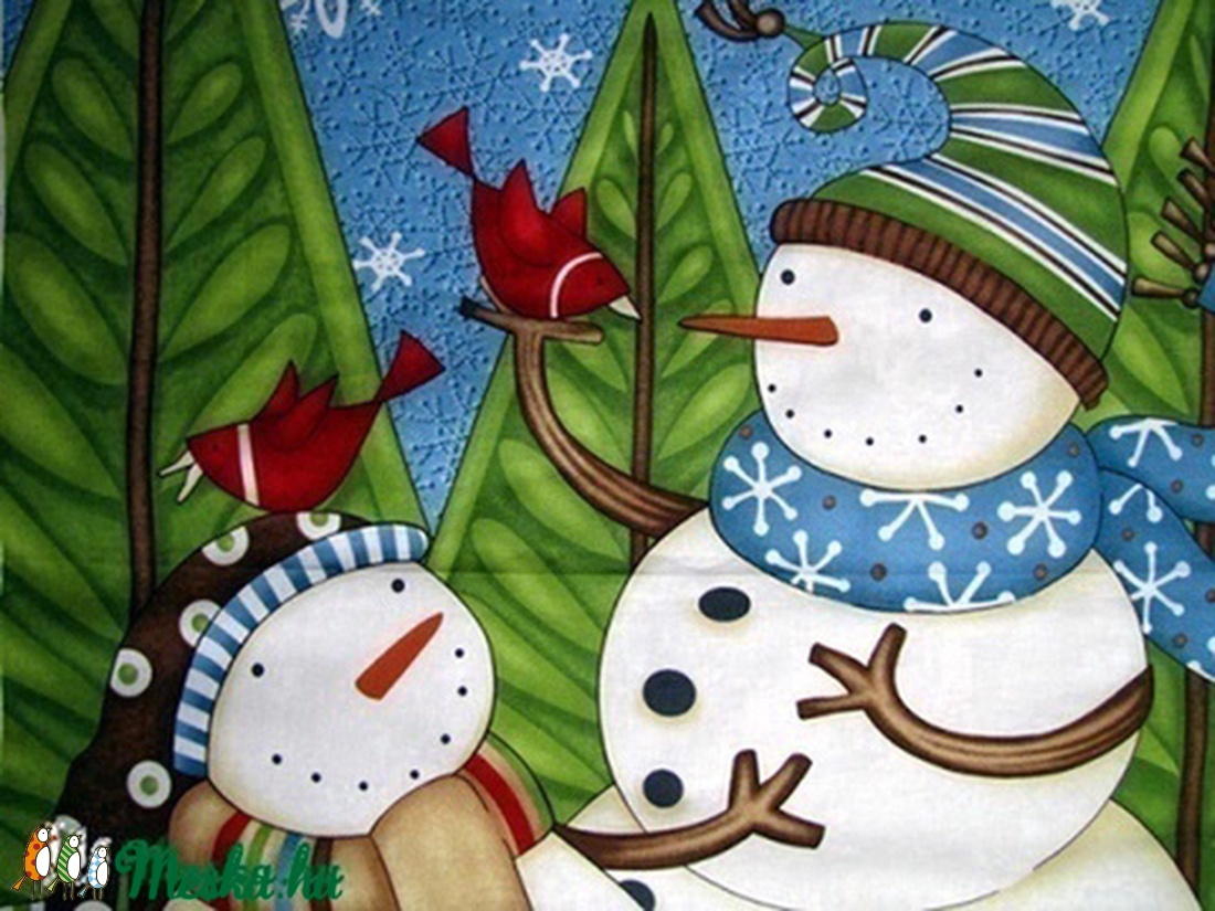 Óriási hóemberes falvédő, textilkép -  - Meska.hu