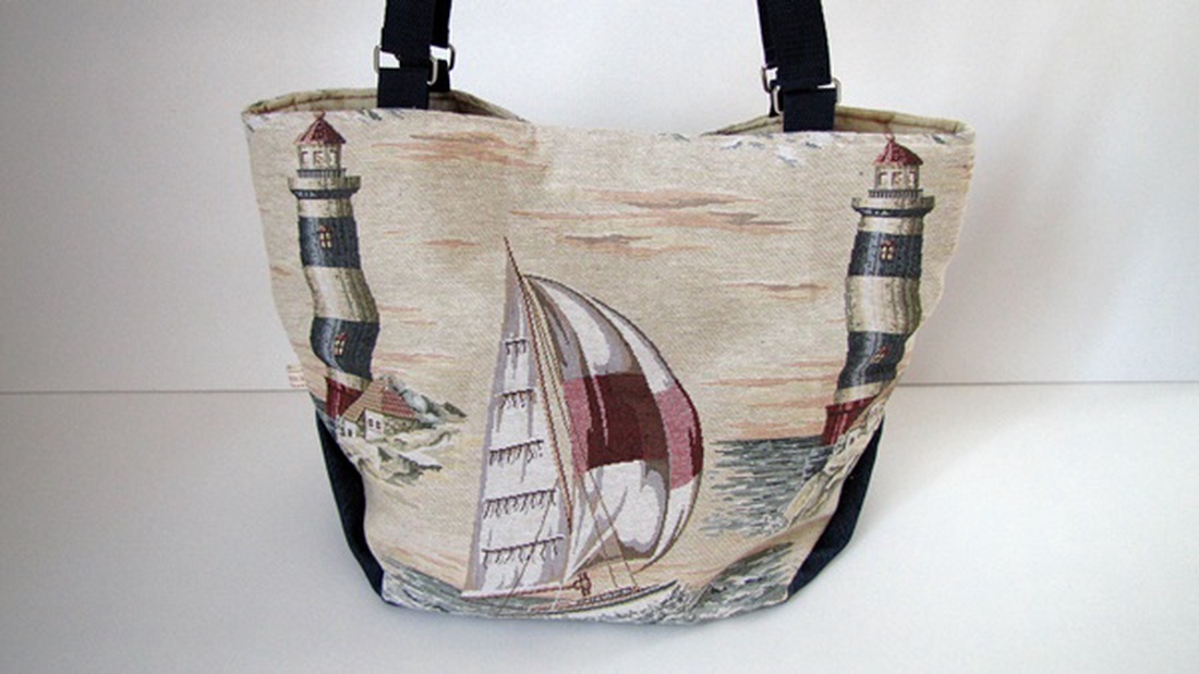 Strandtáska - vitorlás, világítótorony -  - Meska.hu Strandtáska - vitorlás, világítótorony -  - Meska.hu