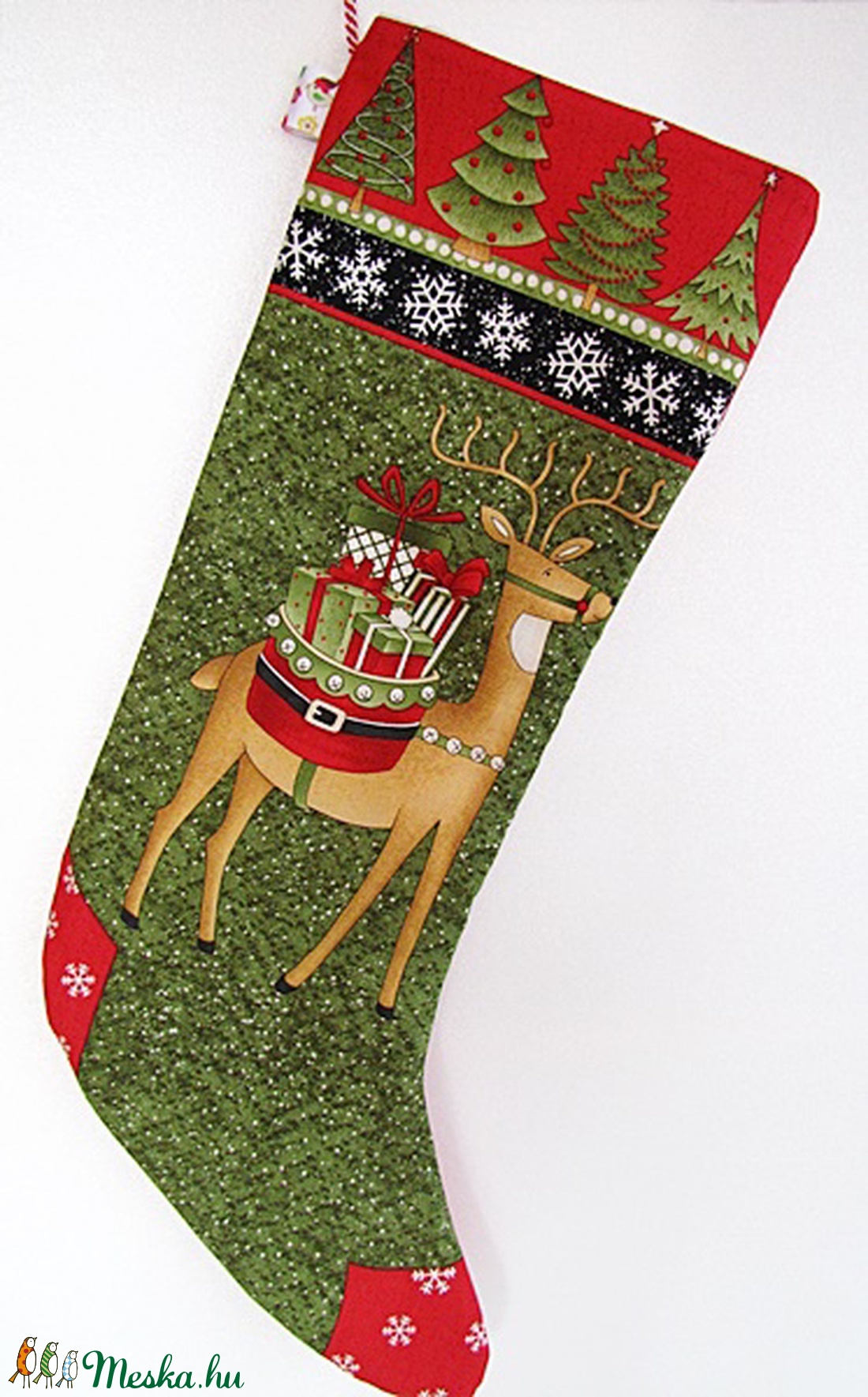 Mikulás váró textilcsizma - szarvas mintával -  - Meska.hu Mikulás váró textilcsizma - szarvas mintával -  - Meska.hu