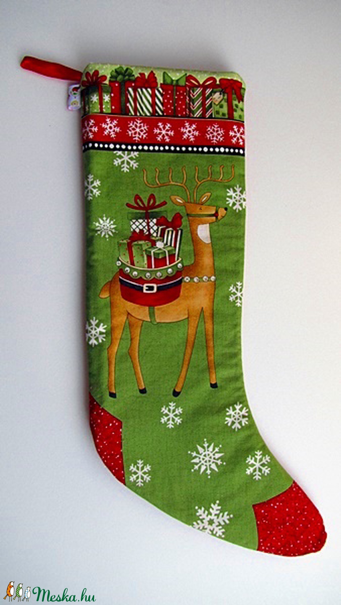 Mikulás váró textilcsizma - szarvas mintával -  - Meska.hu Mikulás váró textilcsizma - szarvas mintával -  - Meska.hu