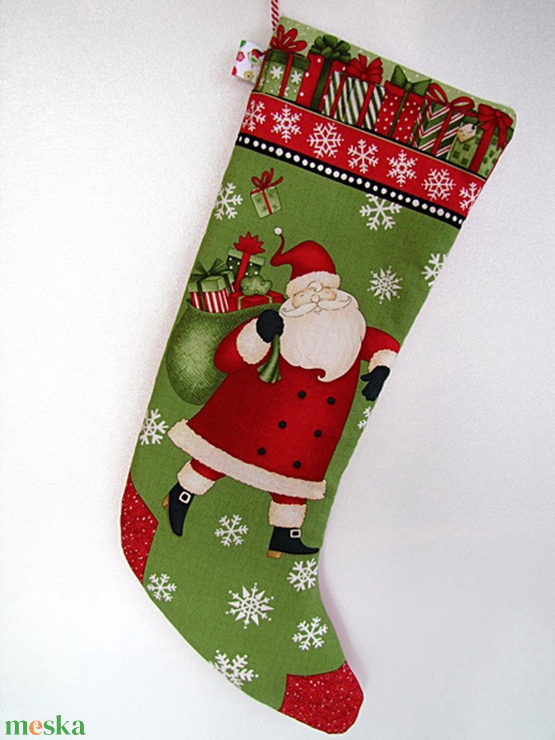 Mikulás váró textilcsizma - Mikulás mintával - karácsony - mikulás - mikulás ajándékok - Meska.hu