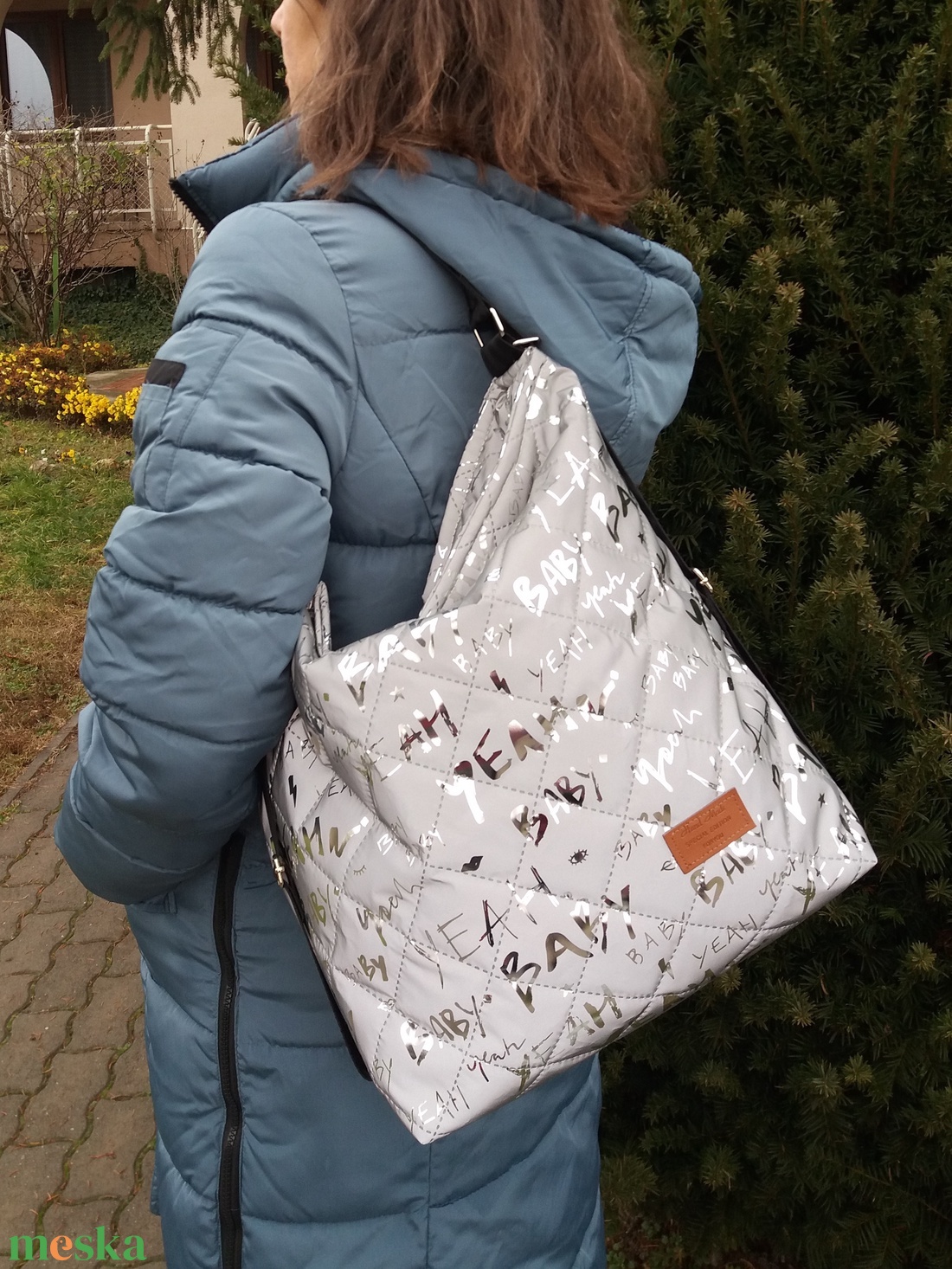 2 in 1 ezüszszürke táska - feliratos       - táska & tok - hátizsák - hátizsák - Meska.hu 2 in 1 ezüszszürke táska - feliratos       - táska & tok - hátizsák - hátizsák - Meska.hu