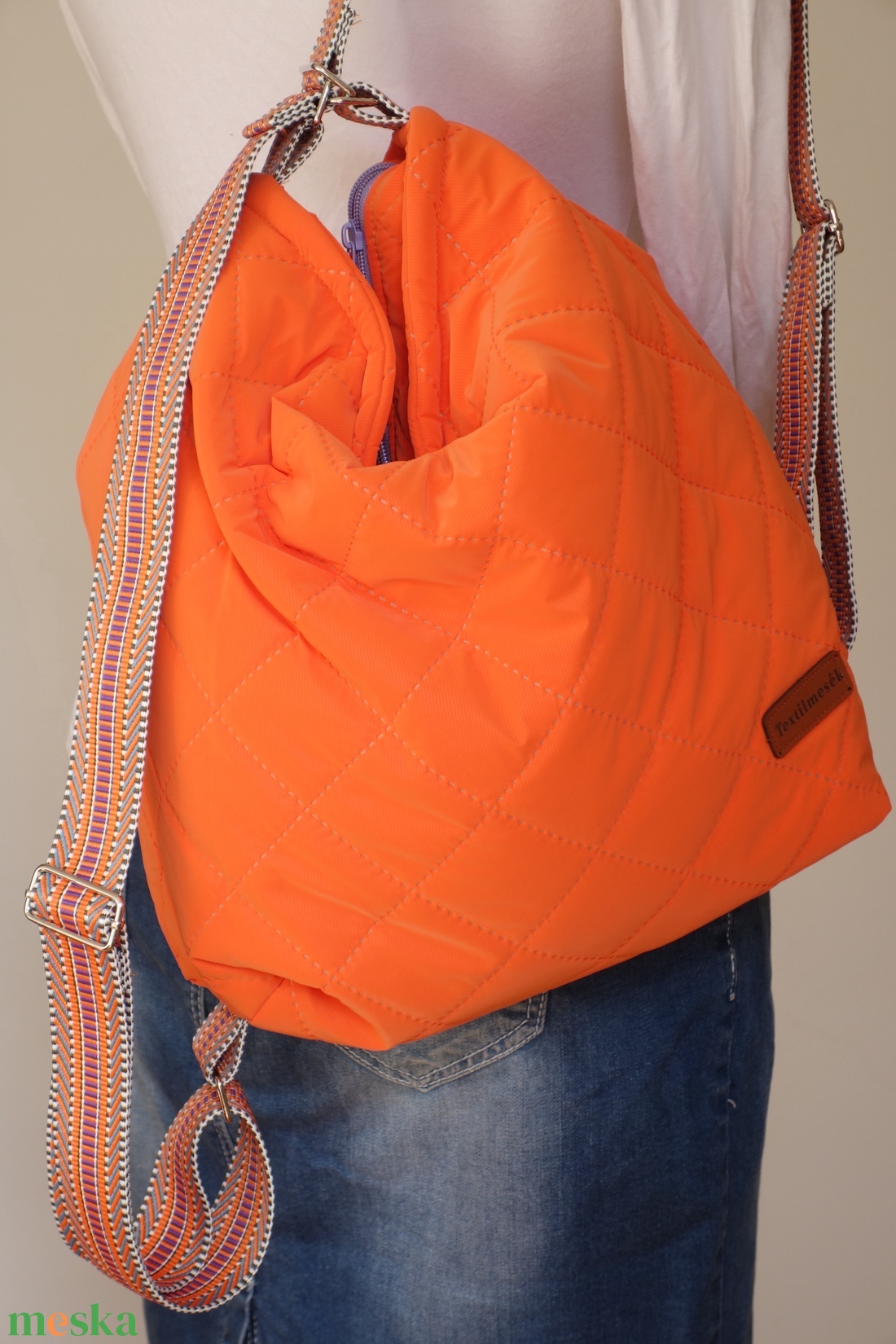 2 in 1 táska - Narancssárga lila színű - táska & tok - variálható táska - Meska.hu