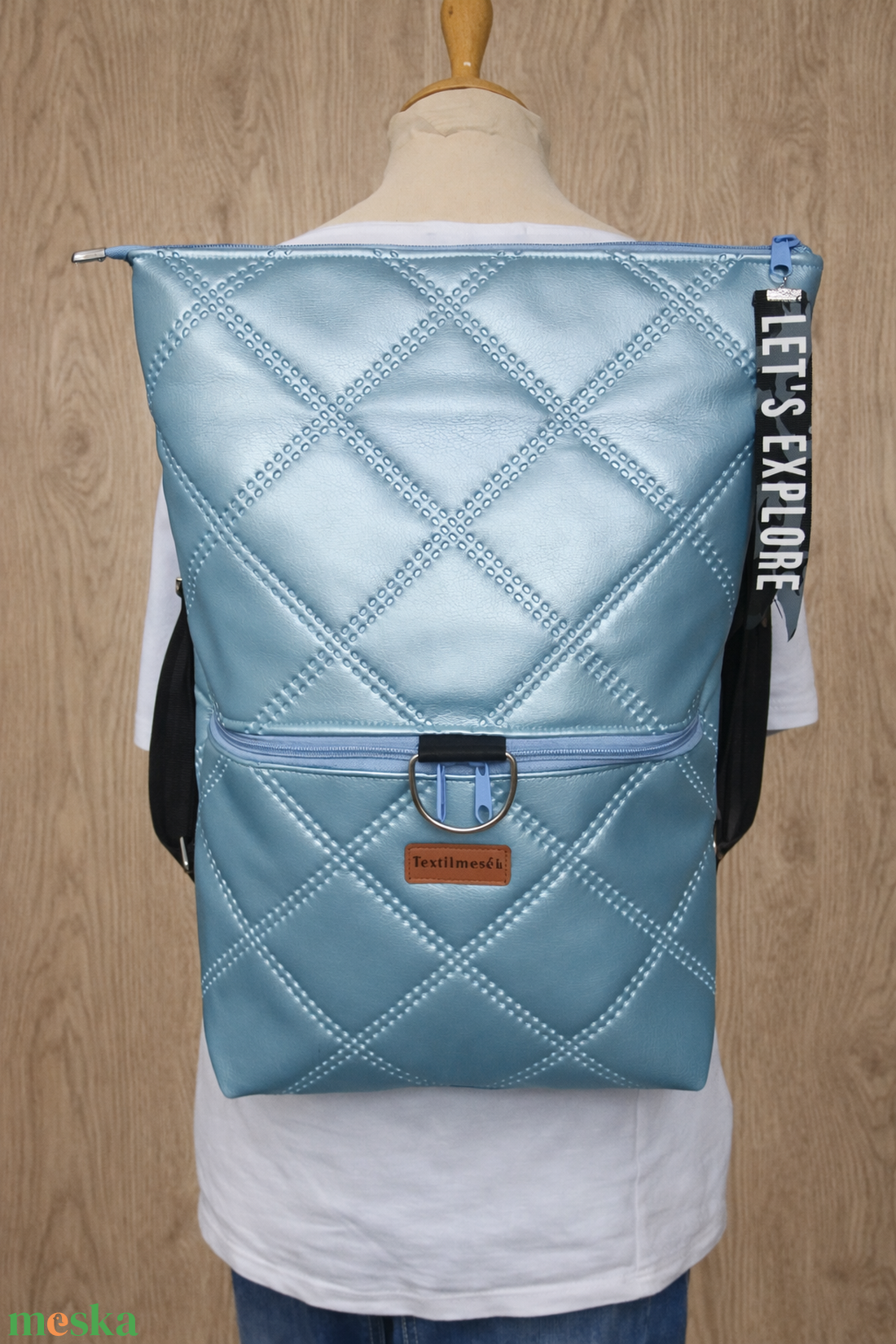 Fold over hátizsák - Jégkék - táska & tok - hátizsák - roll top hátizsák - Meska.hu