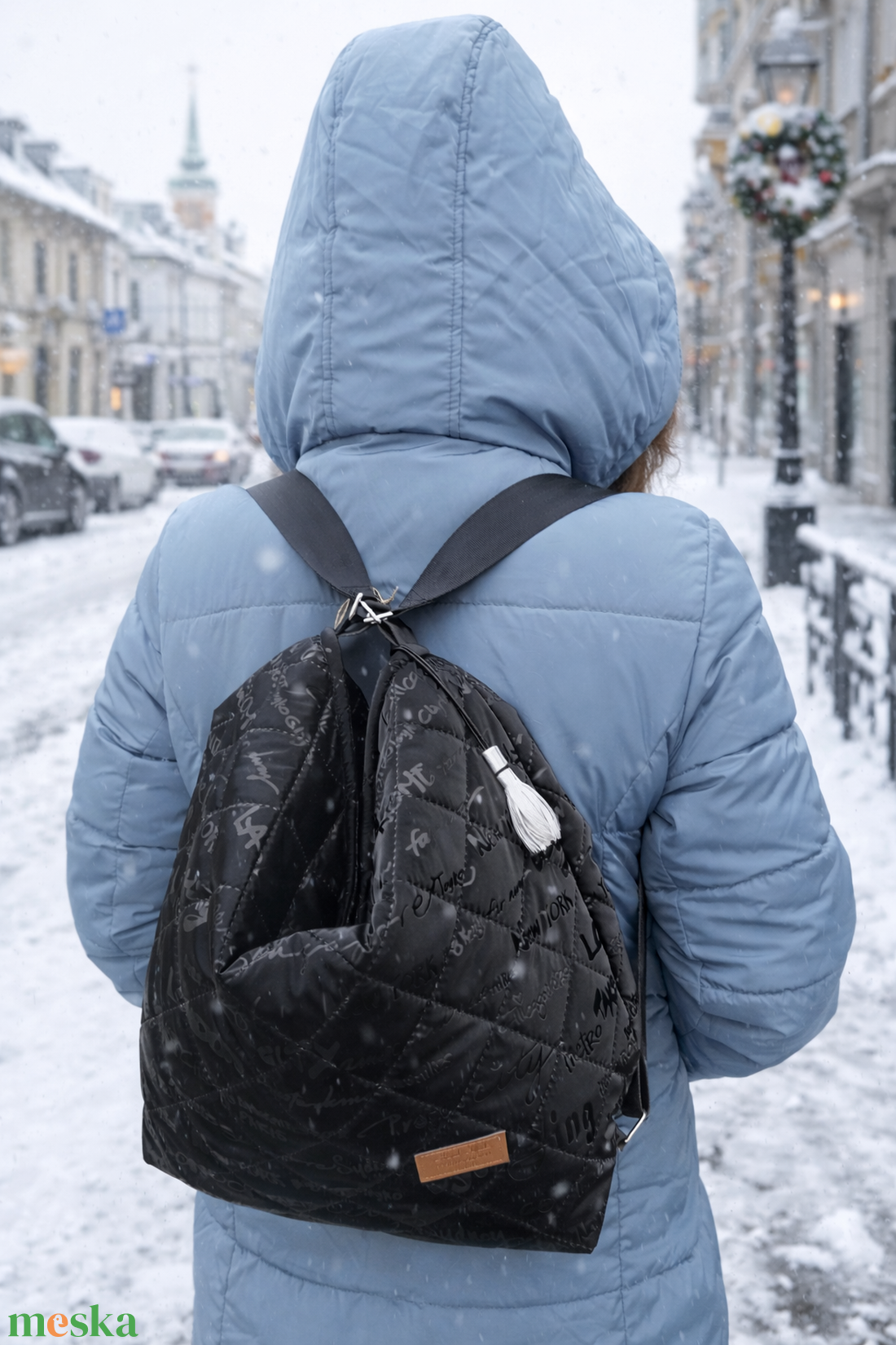 2 in 1 Fekete táska - városfeliratos - táska & tok - variálható táska - Meska.hu