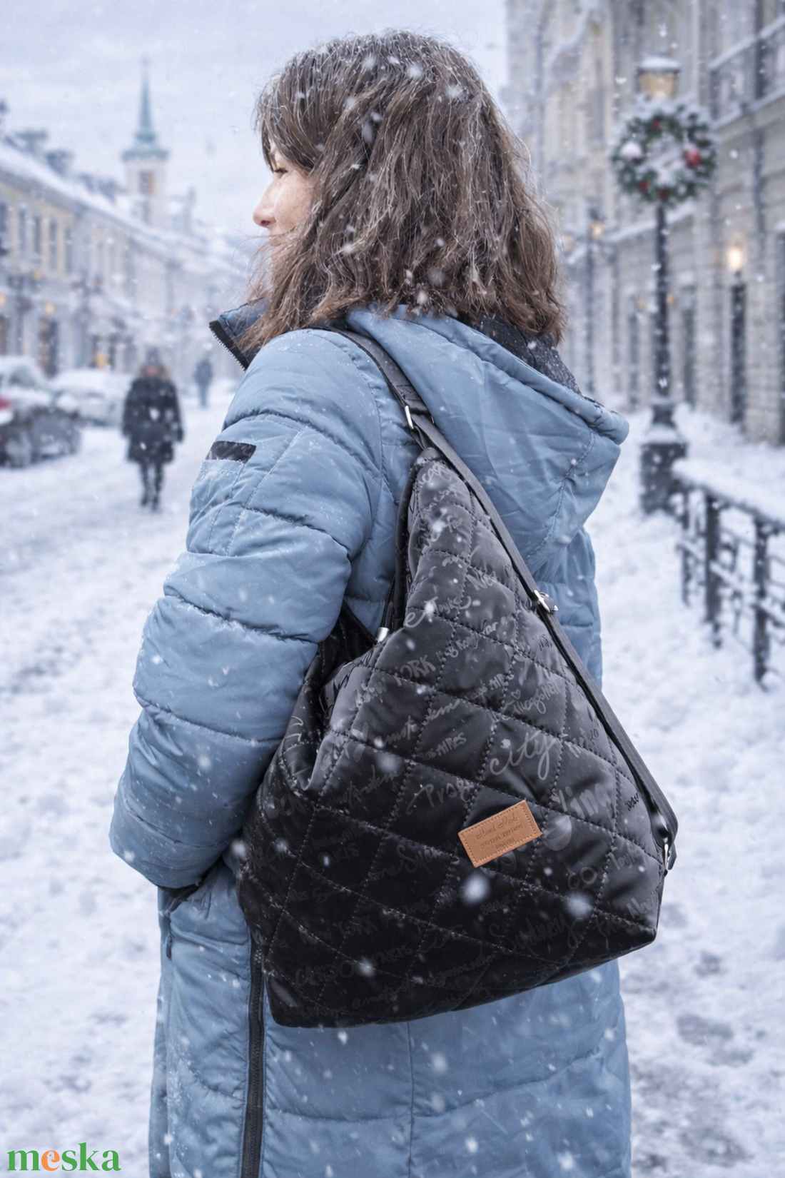 2 in 1 Fekete táska - városfeliratos - táska & tok - variálható táska - Meska.hu