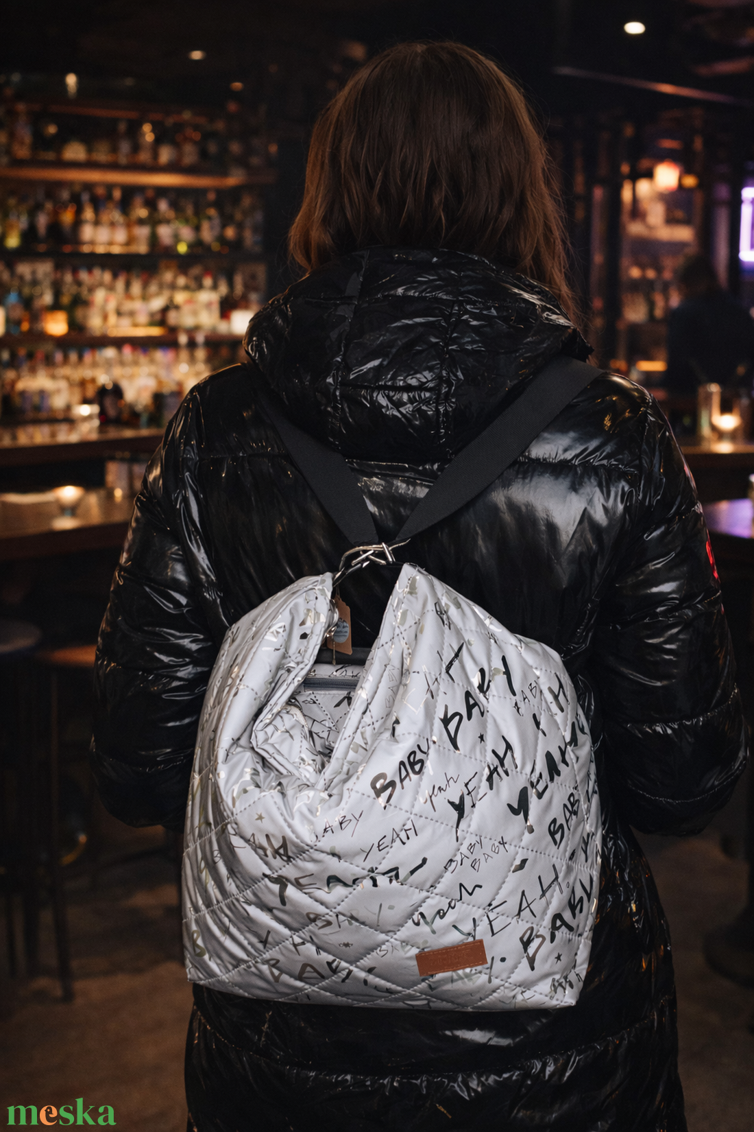 2 in 1 ezüszszürke táska - feliratos       - táska & tok - hátizsák - hátizsák - Meska.hu