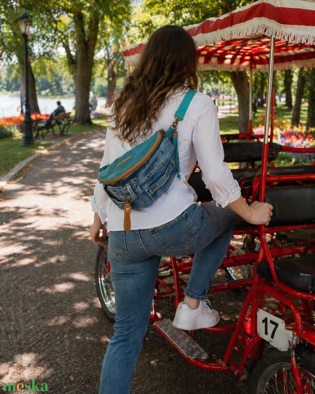 Türkiz sling - boho bag, nyári táska - táska & tok - övtáska - Meska.hu