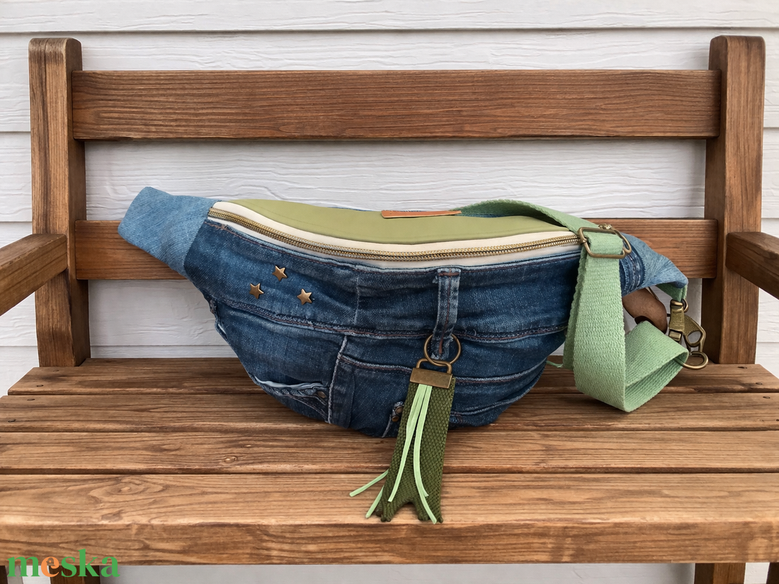 Green sling - boho bag, nyári táska - táska & tok - övtáska - Meska.hu