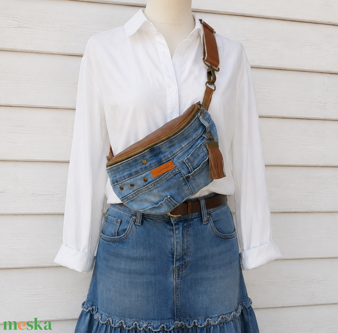 Brown sling - boho bag, nyári táska - táska & tok - övtáska - Meska.hu