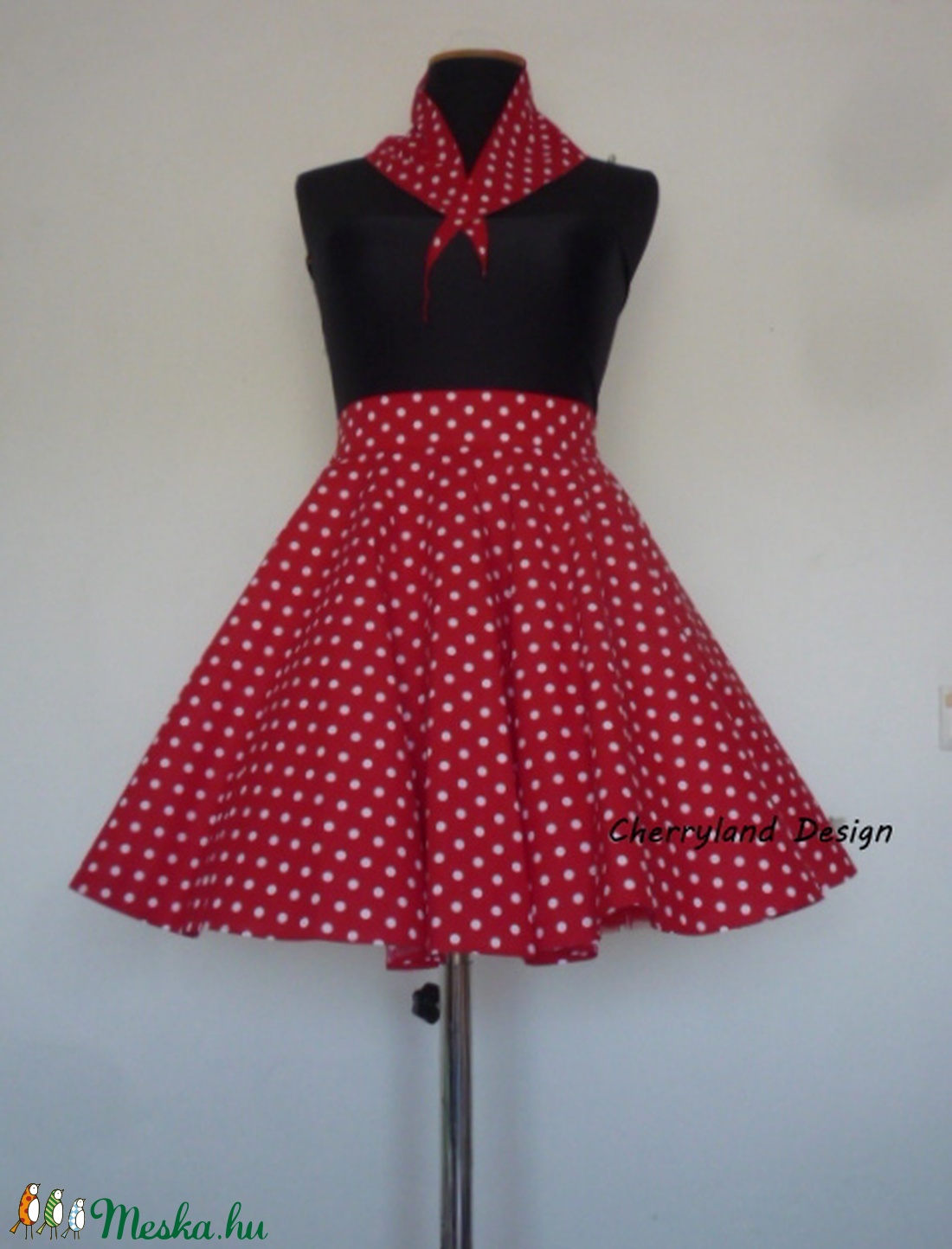   Piros-Fehér Pöttyös Rockabilly szoknya./Alsószoknyával -  - Meska.hu
