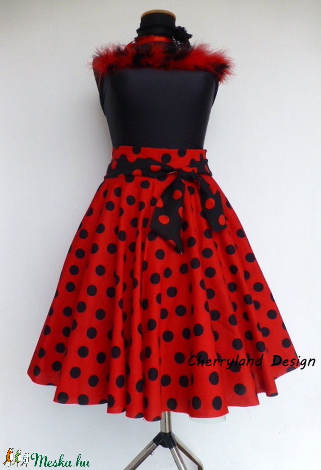 (Barbi 35)Minnie  Rockabilly Pin Up stílusú pöttyös szoknya .Kislány szoknya -  - Meska.hu