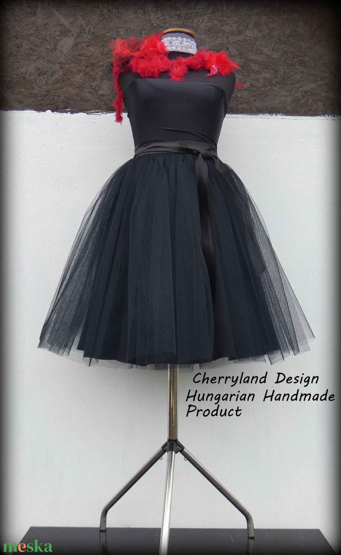 Cherryland Design Fekete Tüll Szoknya /Black Tulle Skirt - ruha & divat - női ruha - szoknya - Meska.hu