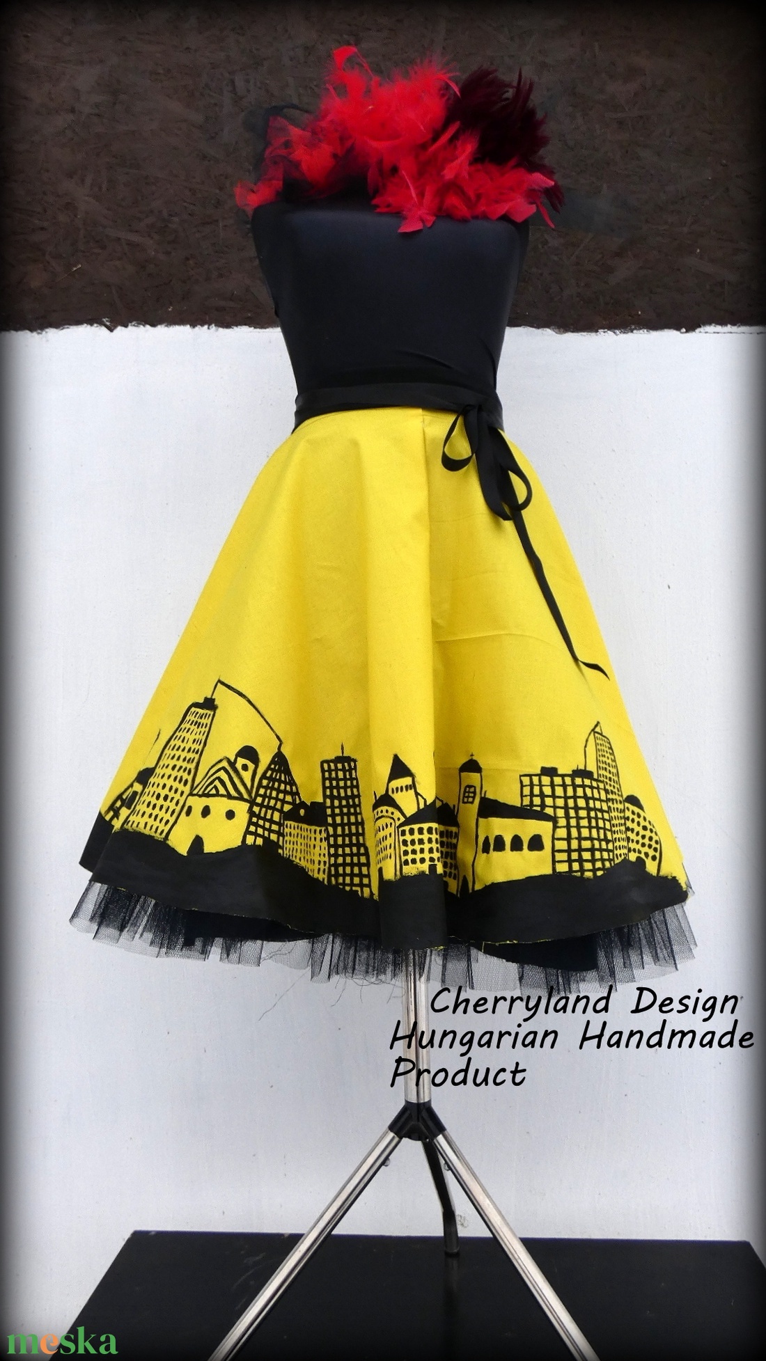 Cherryland Design Dark City/Sötét Város  Sárga  Szoknya/Alsószoknya - ruha & divat - női ruha - szoknya - Meska.hu