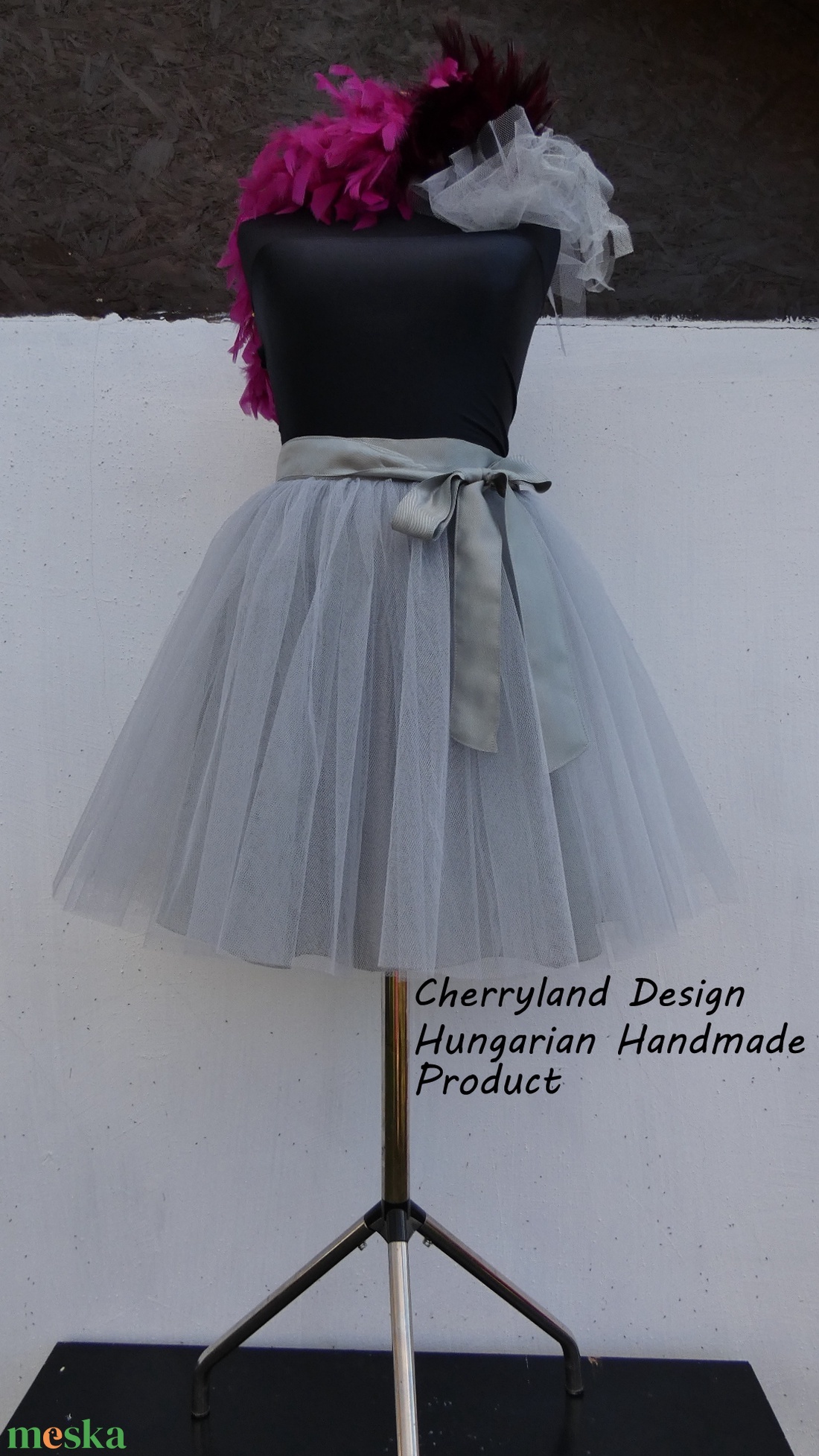 Cherryland Design Szürke  Tüll Szoknya /Grey Tulle Skirt - ruha & divat - női ruha - szoknya - Meska.hu