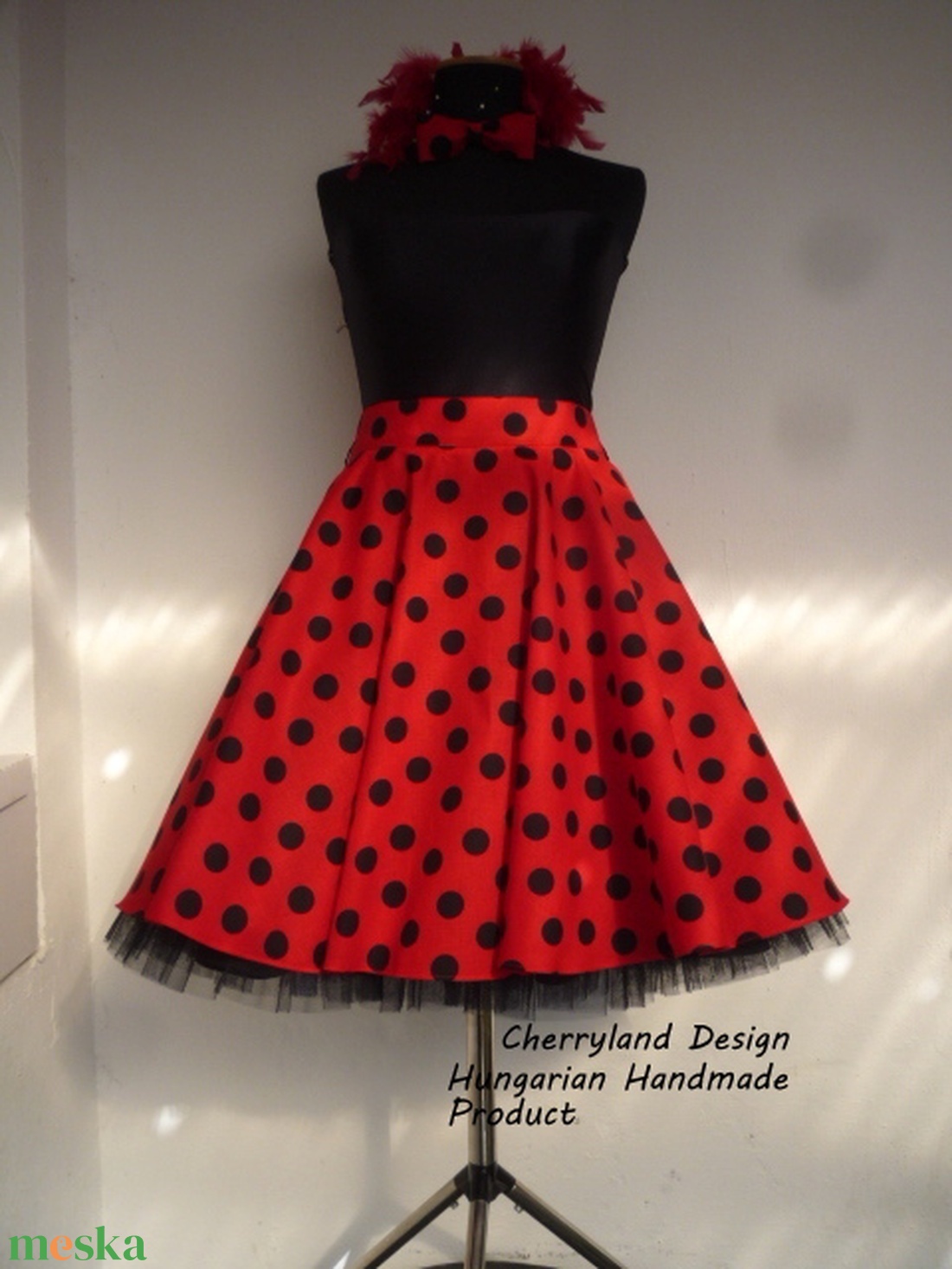 Cherryland Design Katica Piros alapon fekete Pöttyös Rockabilly szoknya./Alsószoknya - ruha & divat - női ruha - szoknya - Meska.hu Cherryland Design Katica Piros alapon fekete Pöttyös Rockabilly szoknya./Alsószoknya - ruha & divat - női ruha - szoknya - Meska.hu