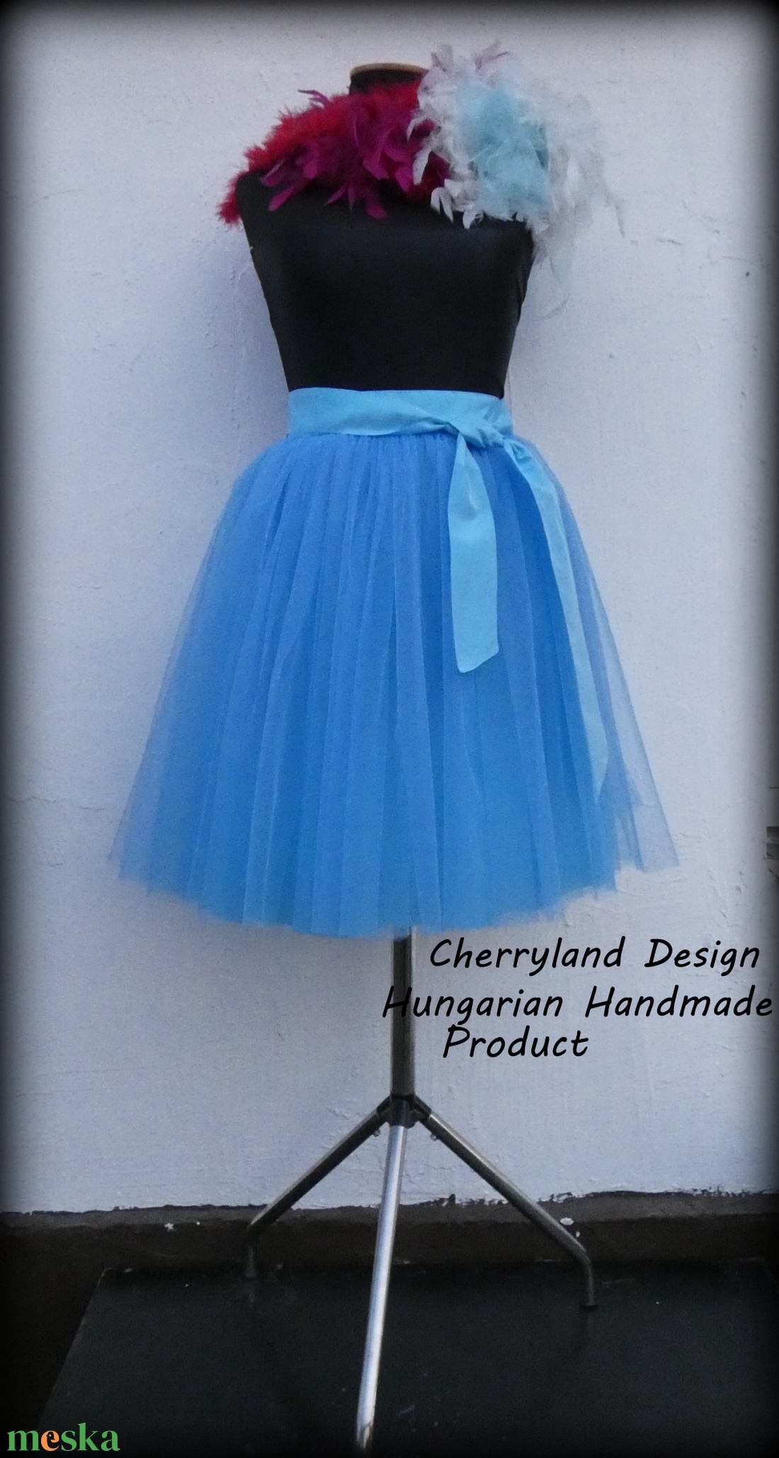 Cherryland Design TürkizKék Tüll Szoknya/Blue Tulle Skirt - ruha & divat - női ruha - szoknya - Meska.hu