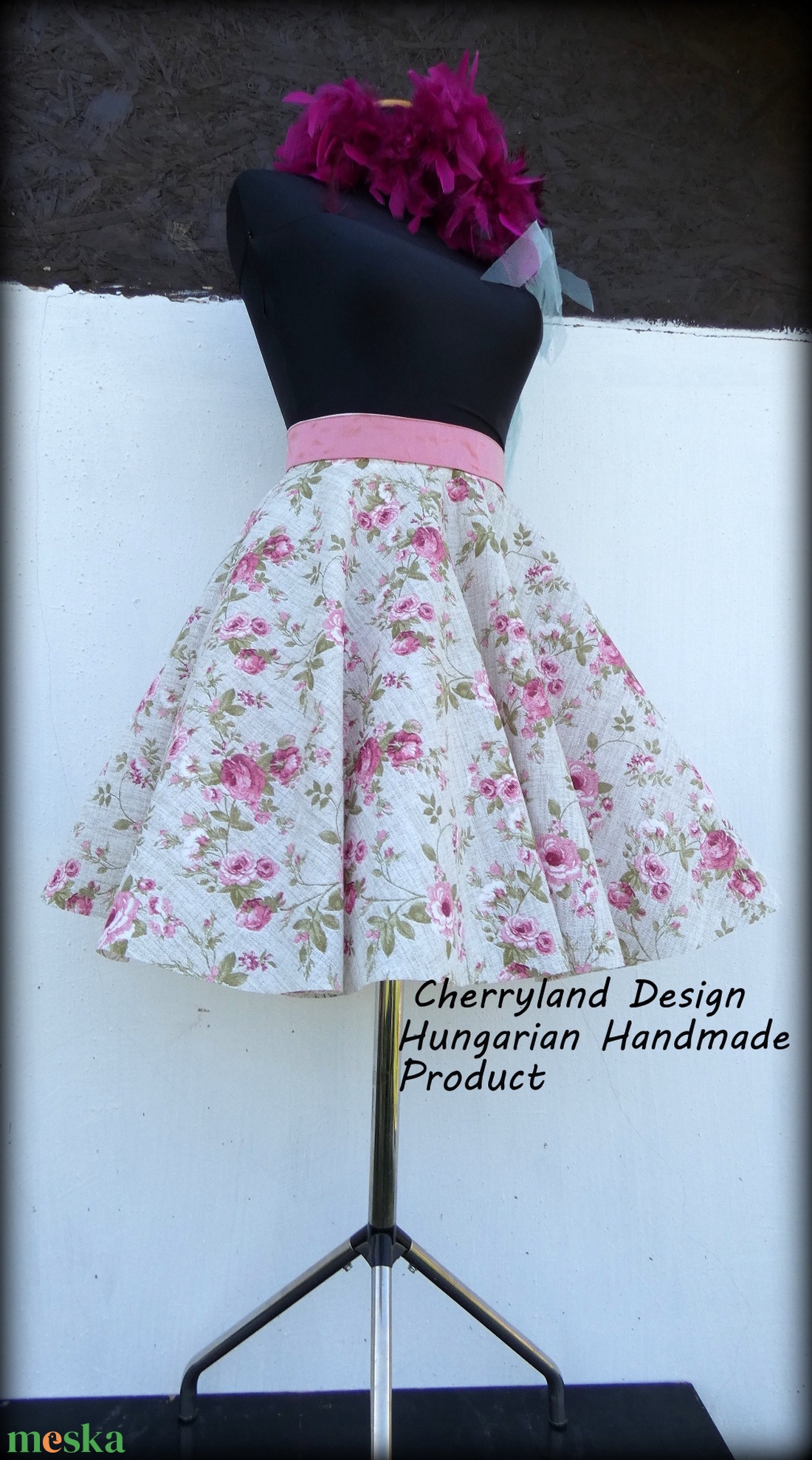 Cherryland Design Vintage Virágmintás Rockabilly Szoknya /Alsószoknyával. - ruha & divat - női ruha - szoknya - Meska.hu