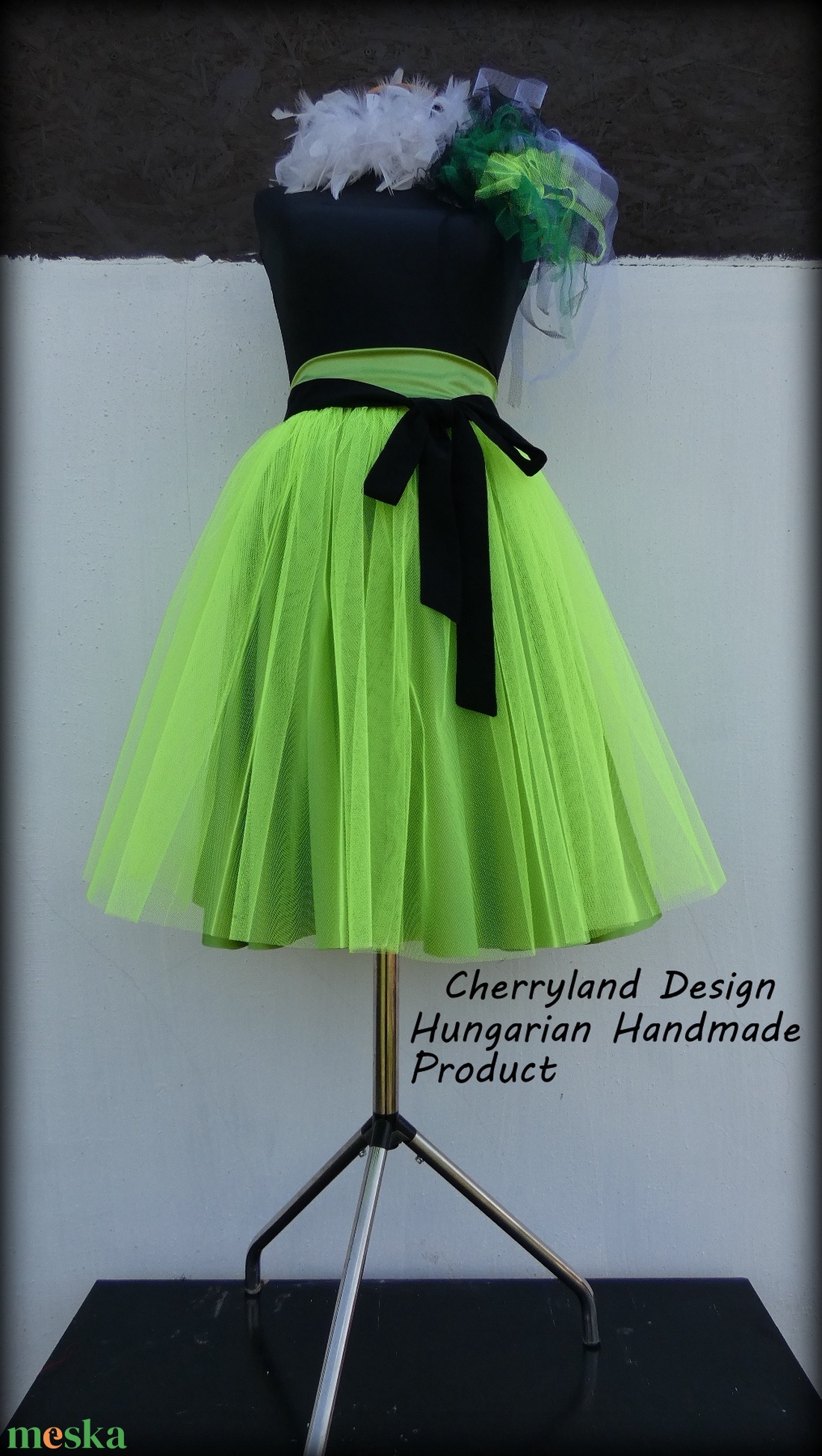 Cherryland Design Neon Zöld Tüll Szoknya/Neon Green Tulle Skirt - ruha & divat - női ruha - szoknya - Meska.hu