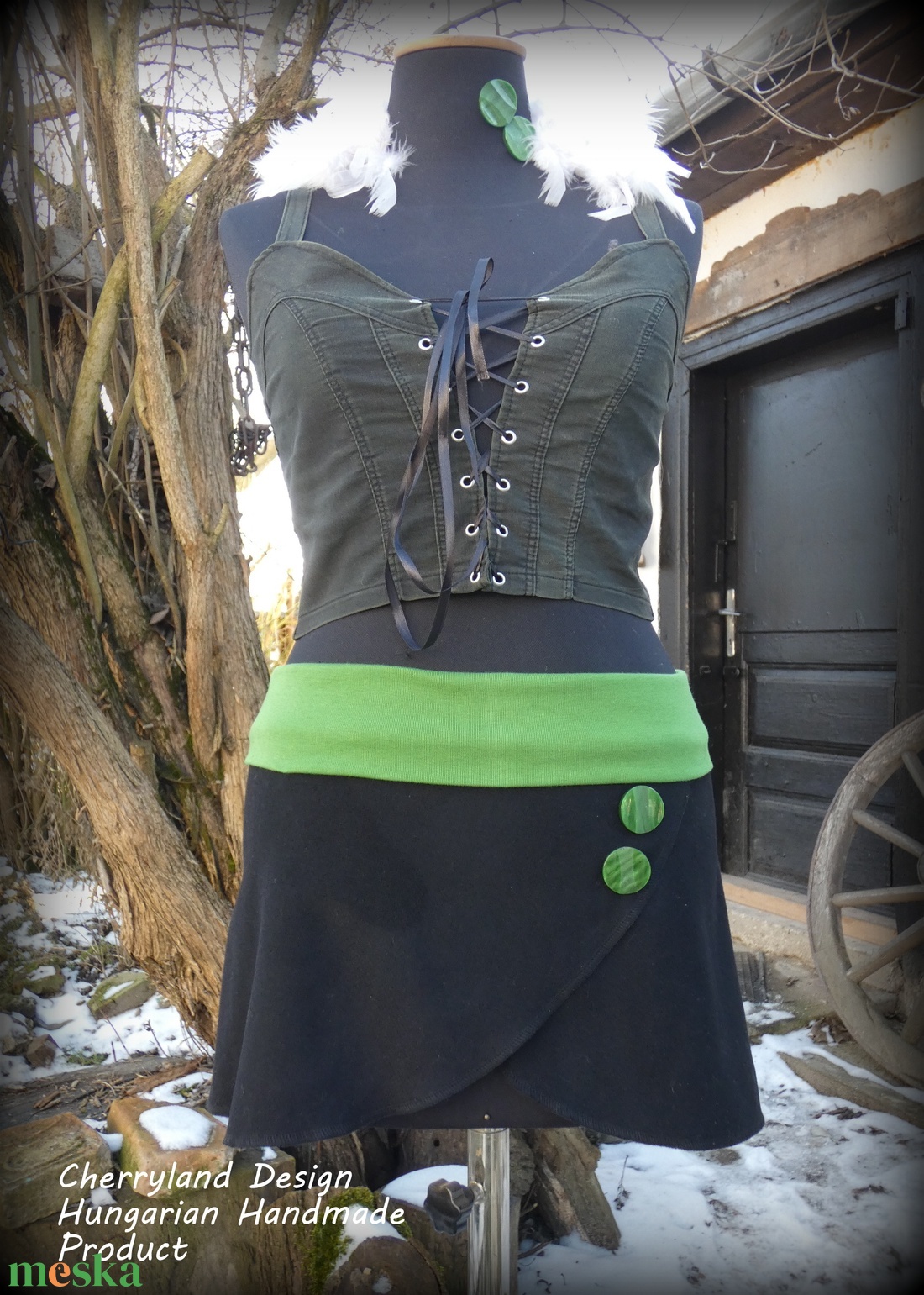 Cherryland Design Fekete Gyapjúszoknya / Csipőmelegítő - ruha & divat - női ruha - szoknya - Meska.hu