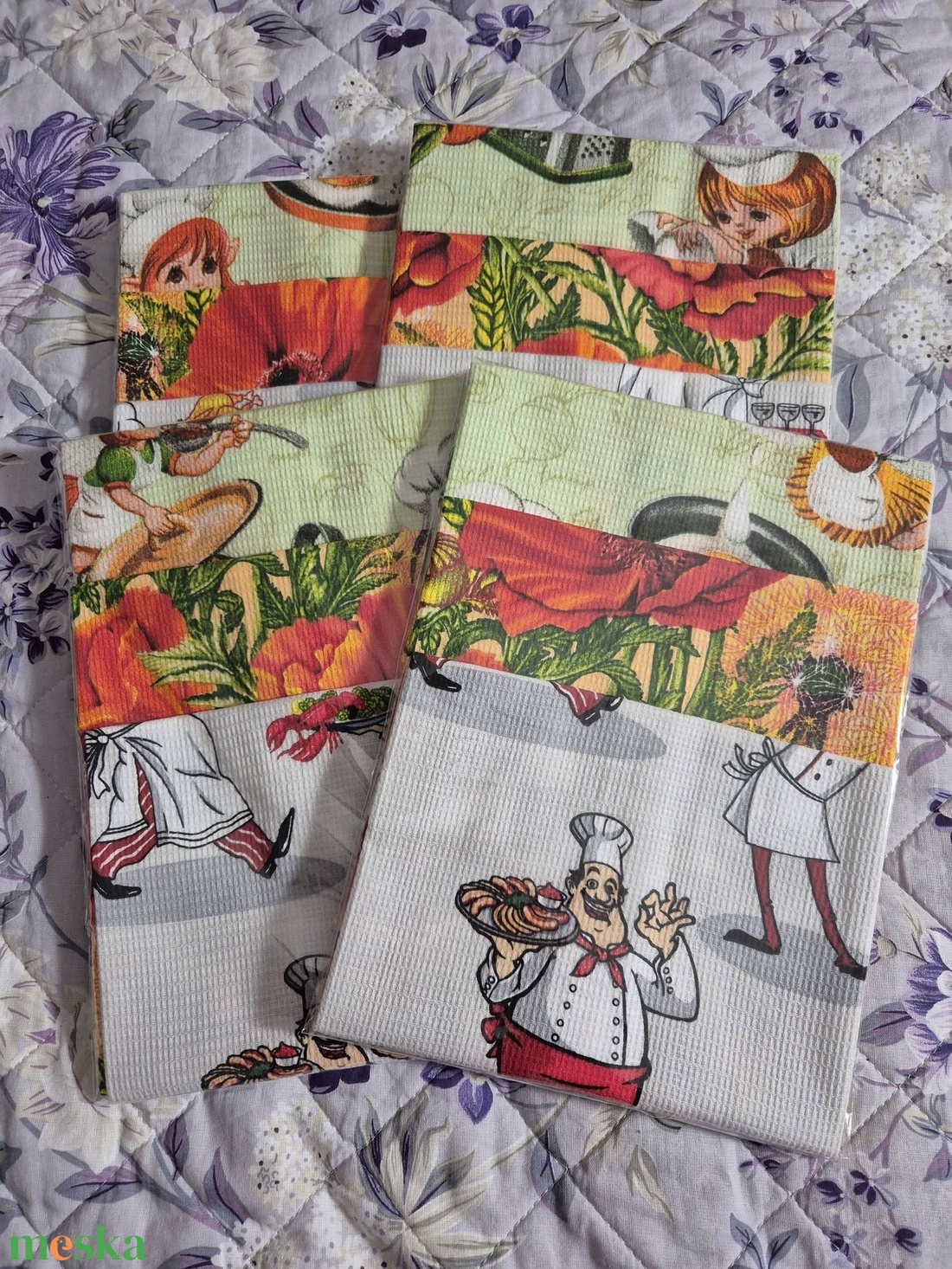 Vidám szakácsok konyharuha 3 db-os szett. - otthon & életmód - konyhafelszerelés, tálalás - konyhai textil - konyharuha & törlőkendő - Meska.hu