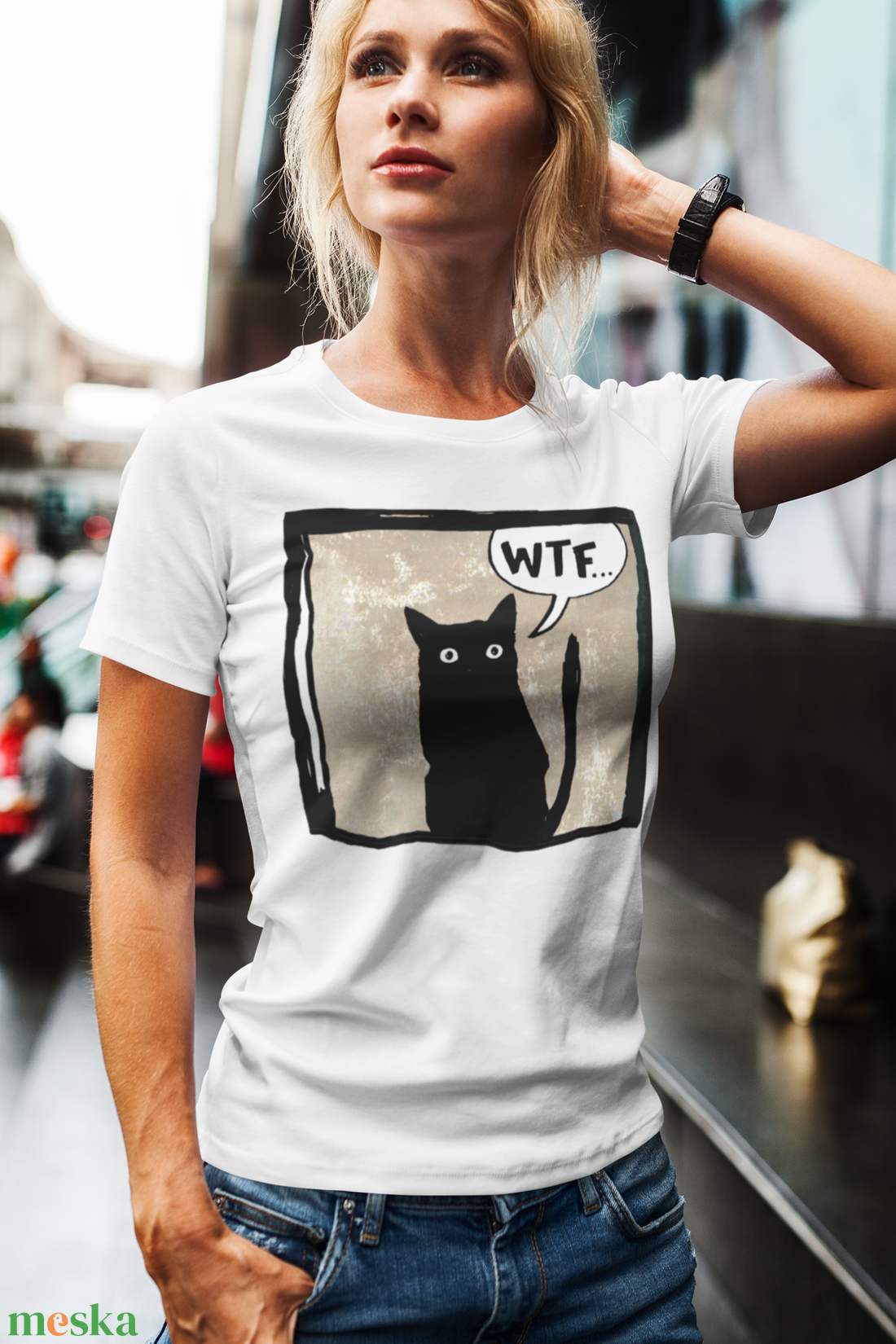 WTF Cat póló / Rontó Lili design - ruha & divat - női ruha - póló, felső - Meska.hu