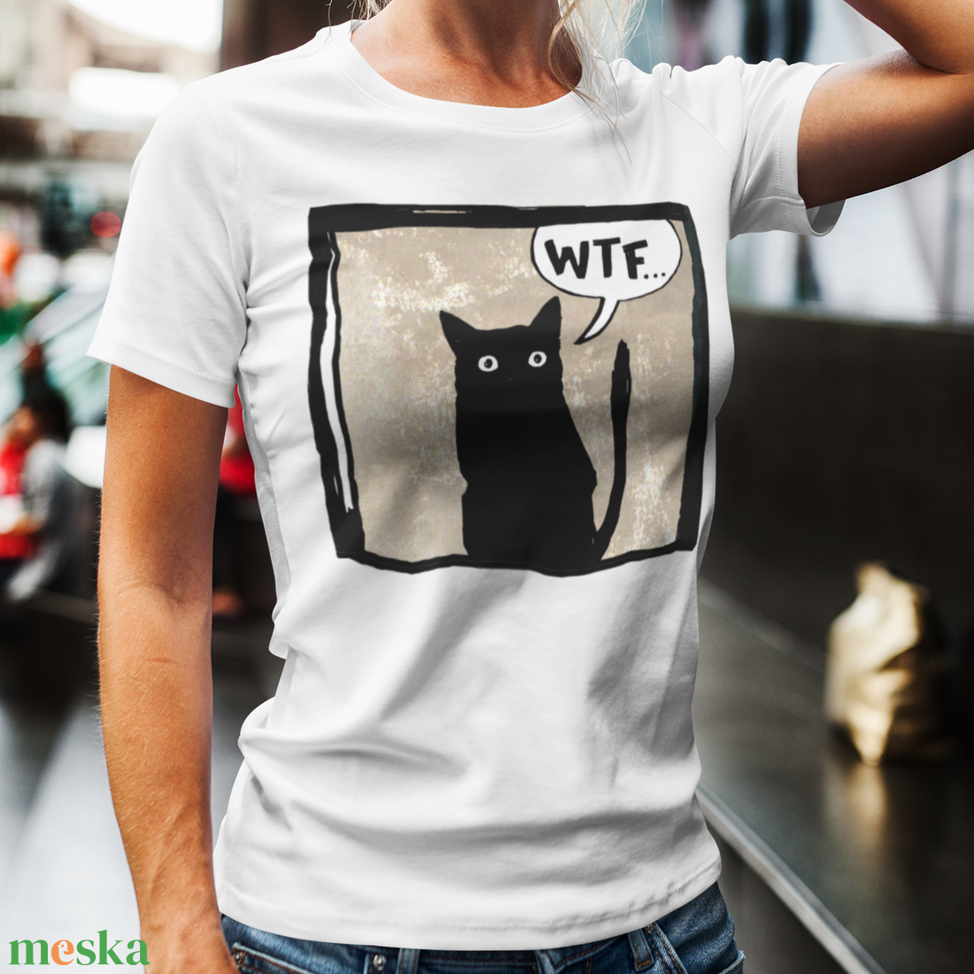 WTF Cat póló / Rontó Lili design - ruha & divat - női ruha - póló, felső - Meska.hu