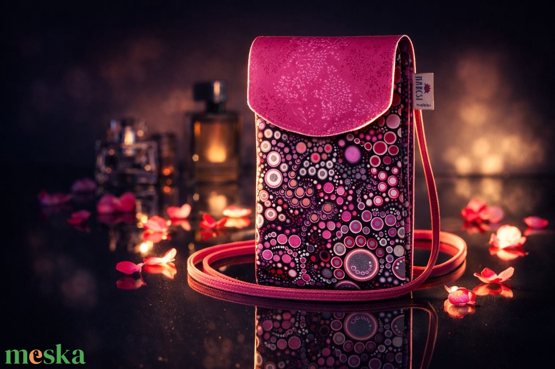 3 rekeszes telefontartós kis táska, pink parti táska - táska & tok - kézitáska & válltáska - vállon átvethető táska - Meska.hu