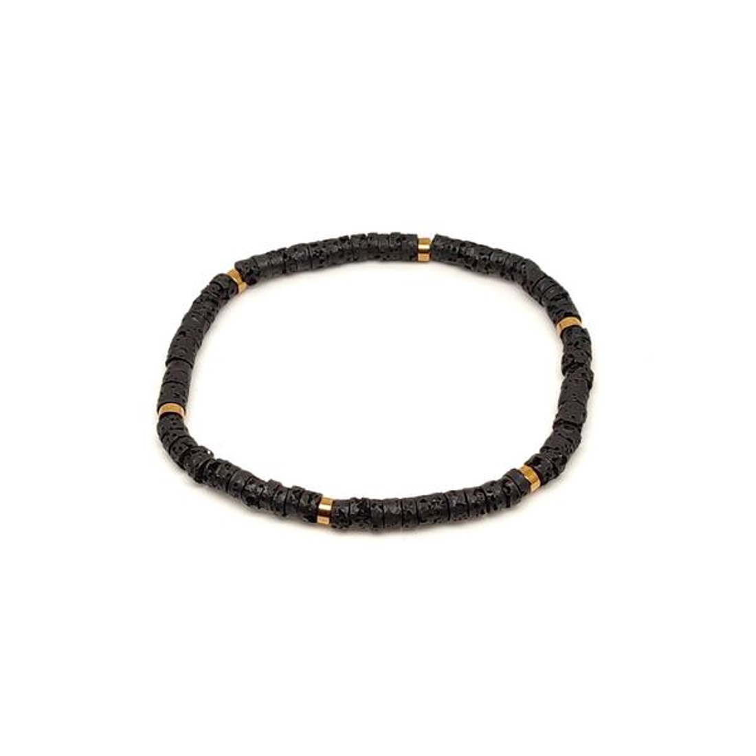 Bazalt ásvány karkötő arany korong köztessel 45 mm - ékszer - karkötő - ásványkarkötő - Meska.hu