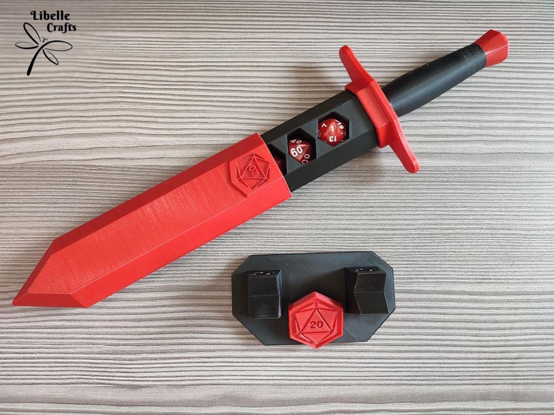 Kard formájú kockatartó D20 szimbólummal + AJÁNDÉK - játék & sport - táblajáték és kártyajáték - társasjátékok - dobókocka - Meska.hu