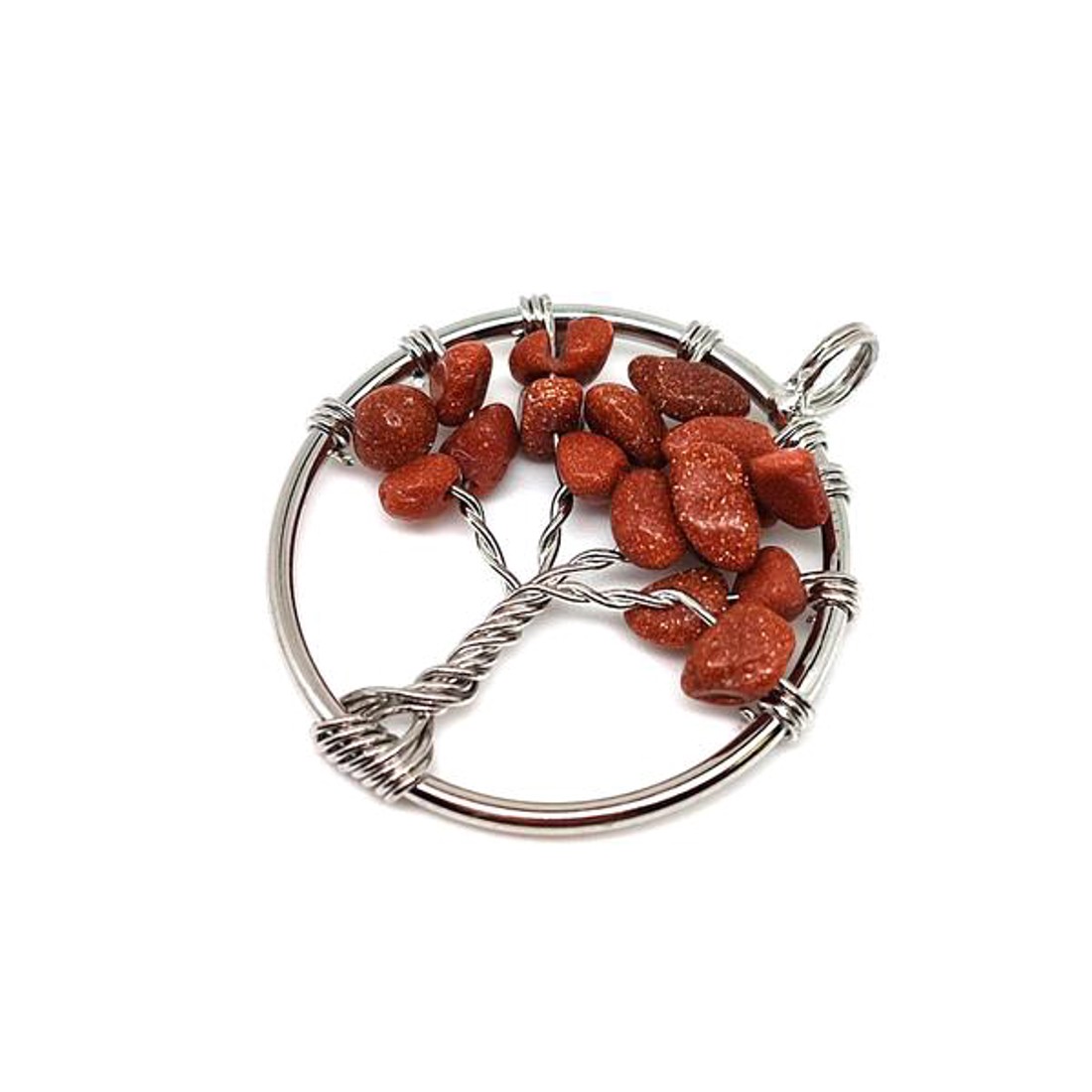 Életfa medál drótos goldstone vörös 3cm - ékszer - nyaklánc - medál - Meska.hu