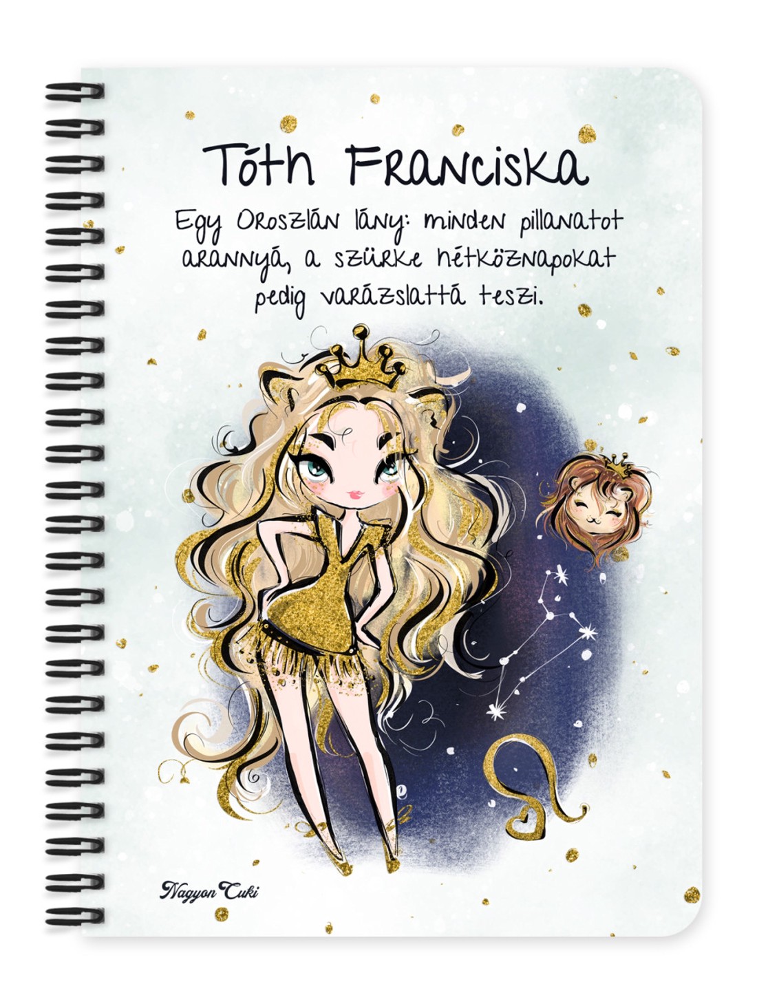 Személyre szabható - Szőke hajú Csini Oroszlán lány mintás A5-ös füzet - otthon & életmód - papír, írószer - jegyzetfüzet & napló - Meska.hu