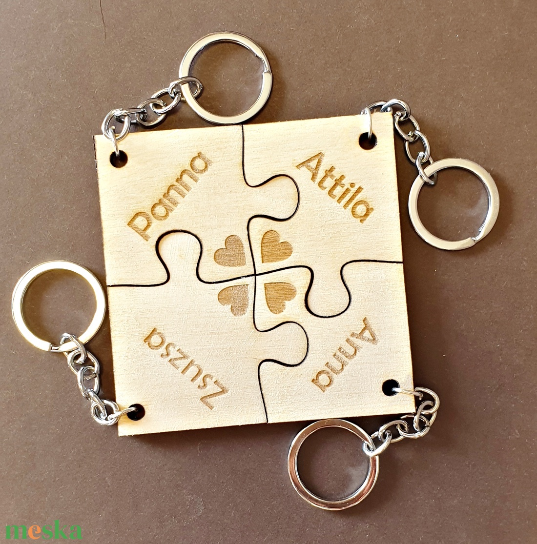 Együtt örökre puzzle kulcstartó 4 részes - táska & tok - kulcstartó & táskadísz - kulcstartó - Meska.hu