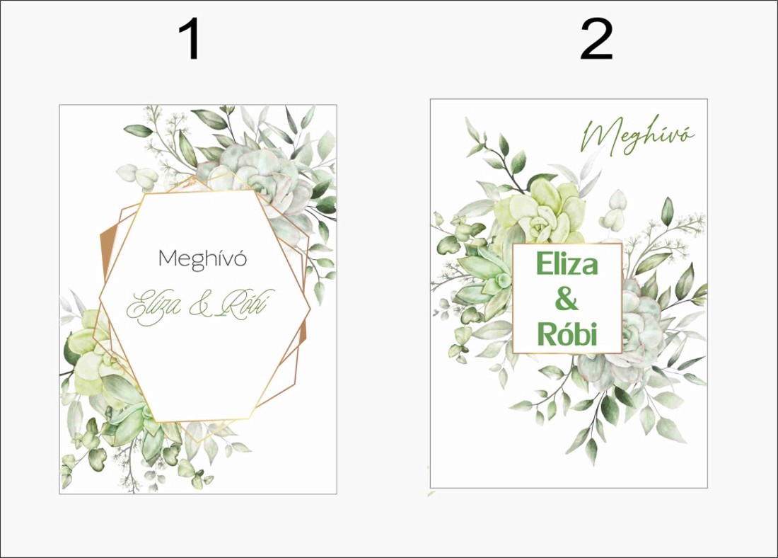 Zöld leveles esküvői meghívó - esküvő - meghívó & kártya - meghívó - Meska.hu