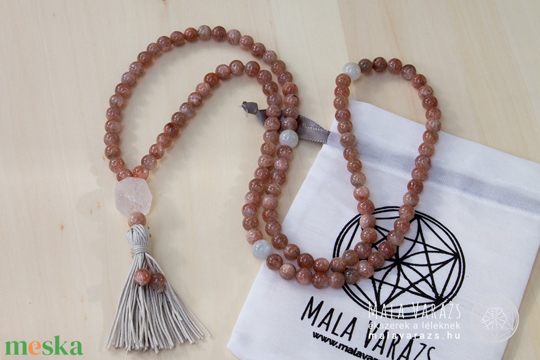 Napkő Mala - Mala Varázs - Egyedi Mala Tervezés - Különleges Mala készítés - Mala fűzés - Ásvány Nyaklánc, Imafüzér - ékszer - nyaklánc - Meska.hu