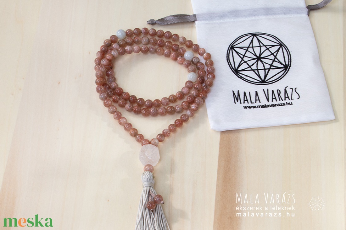 Napkő Mala - Mala Varázs - Egyedi Mala Tervezés - Különleges Mala készítés - Mala fűzés - Ásvány Nyaklánc, Imafüzér - ékszer - nyaklánc - Meska.hu