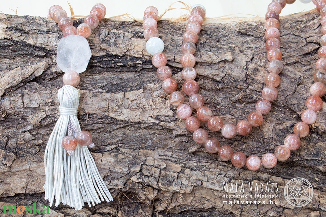 Napkő Mala - Mala Varázs - Egyedi Mala Tervezés - Különleges Mala készítés - Mala fűzés - Ásvány Nyaklánc, Imafüzér - ékszer - nyaklánc - Meska.hu