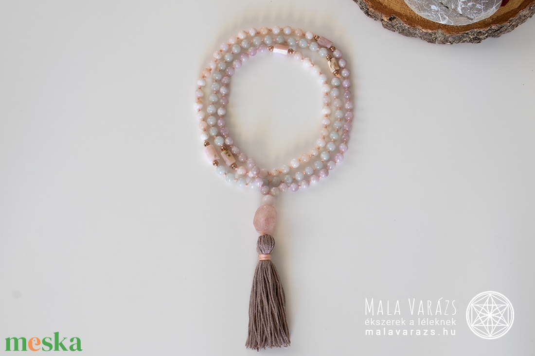 Pink Opál, Burmai Jade, Kunzit Mala, Imafüzér - Mala Varázs, Imafüzér készítés, Egyedi Mala és Imafüzér ékszerek - otthon & lakás - dekoráció - spiritualitás - mala - Meska.hu