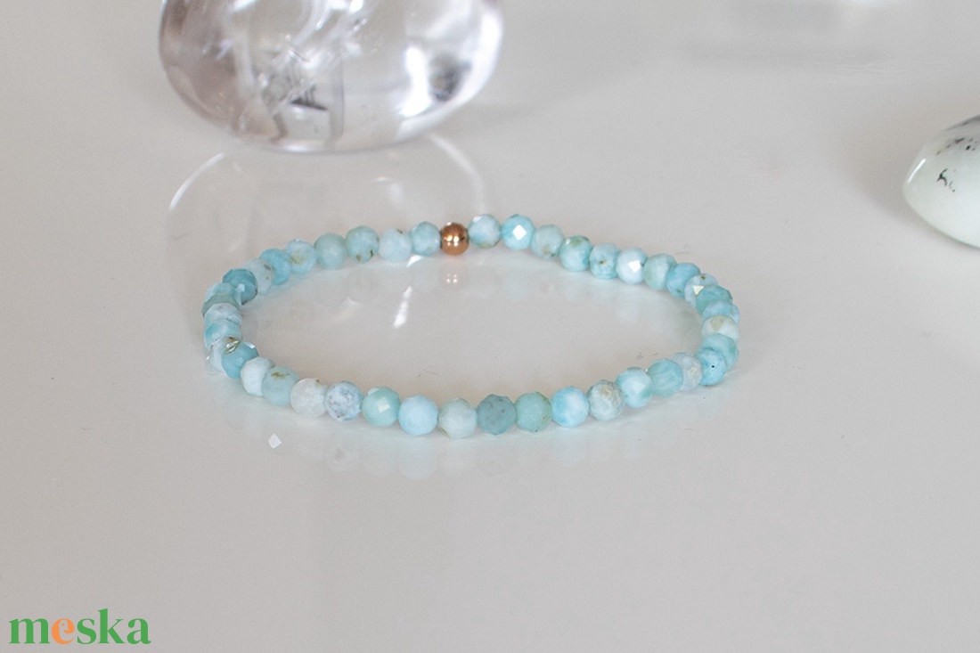 ATLANTISZ Larimár 4,5mm ásvány karkötő, Delfinkő ásvány karkötő, Larimar ásvány karkötő, Larimár ásvány karkötő, - ékszer - karkötő - gyöngyös karkötő - Meska.hu