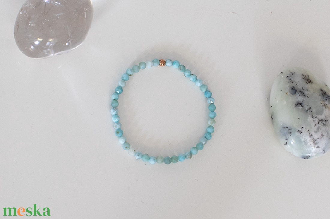ATLANTISZ Larimár 4,5mm ásvány karkötő, Delfinkő ásvány karkötő, Larimar ásvány karkötő, Larimár ásvány karkötő, - ékszer - karkötő - gyöngyös karkötő - Meska.hu