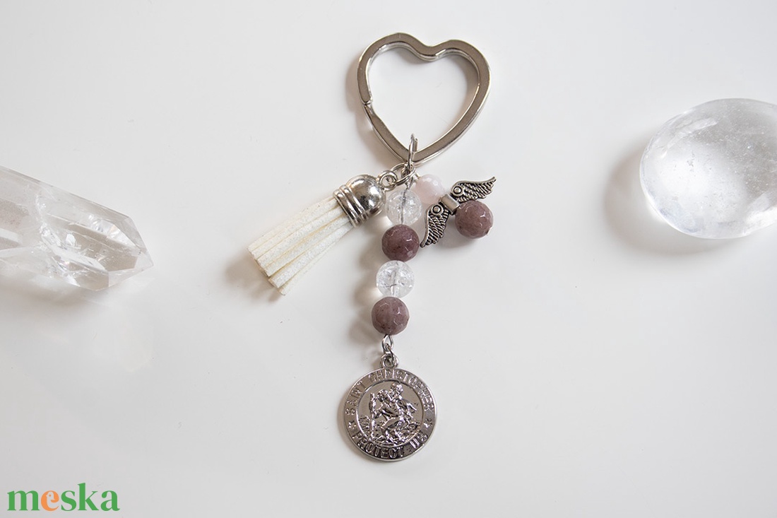 Szent Kristóf Védelmi Amulett - Szent Kristóf Az utazók védőszentje - Szent Kristóf ásvány kulcstartó - EGYEDILEG IS - táska & tok - kulcstartó & táskadísz - kulcstartó - Meska.hu