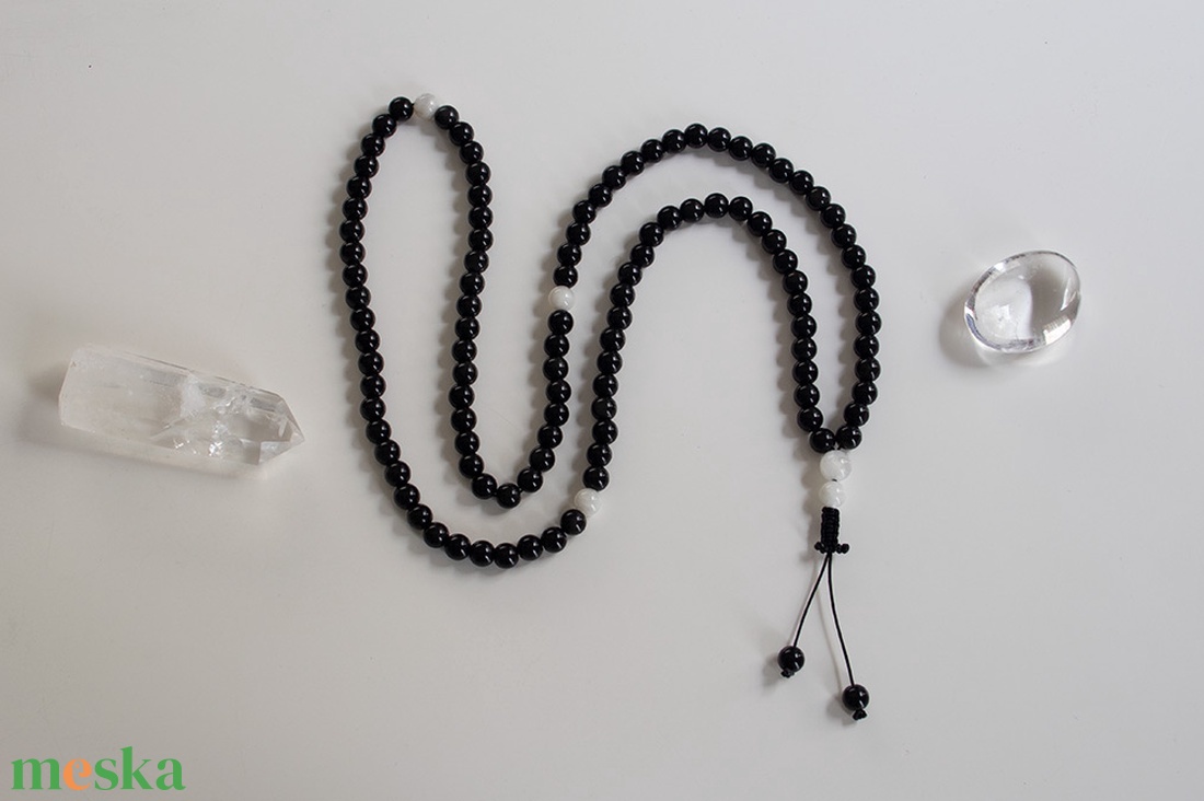A Fény Harcosa és a Lélek Tükre, Obszidián mala, Védelmező Obszidián mala, Obszidián imafüzér, Obszidián mala füzér - ékszer - nyaklánc - hosszú nyaklánc - Meska.hu