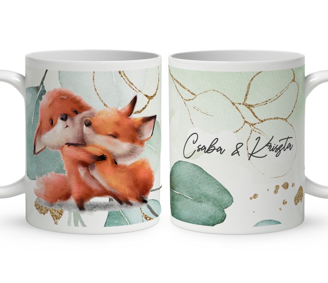 Kérd a neveddel - Fox Love mintás bögre - otthon & életmód - konyhafelszerelés, tálalás - tálalás - bögre & csésze - Meska.hu