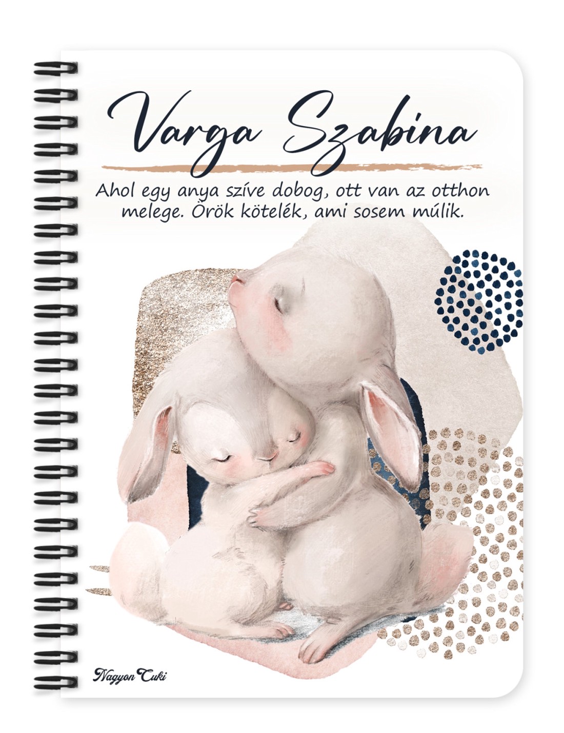 Személyre szabható - Cuki nyuszik mintás A6-os füzet - otthon & életmód - papír, írószer - jegyzetfüzet & napló - Meska.hu