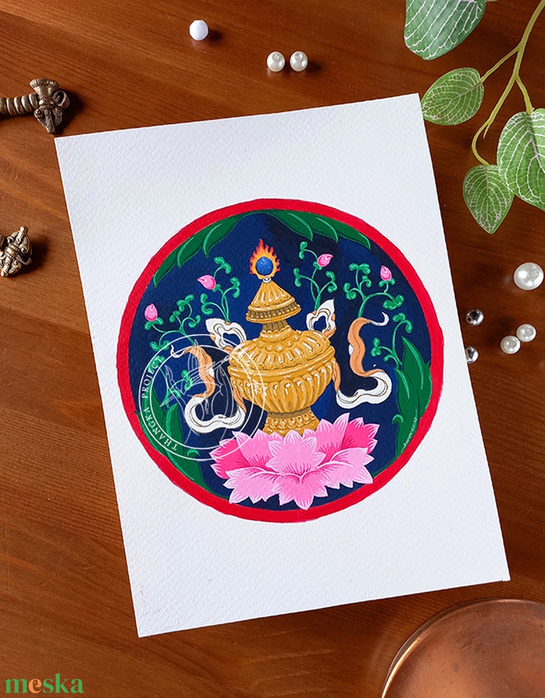 Nyolc szerencsés szimbólum- Kincses váza giclée nyomat - művészet - grafika & illusztráció - művészi nyomat - Meska.hu