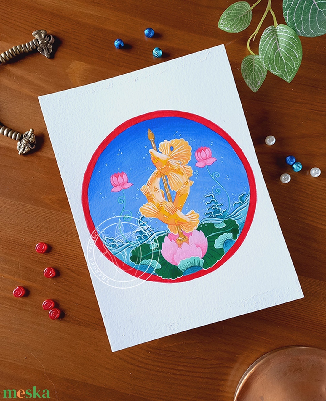 Nyolc szerencsés szimbólum- Aranyhalak giclée nyomat - művészet - grafika & illusztráció - művészi nyomat - Meska.hu