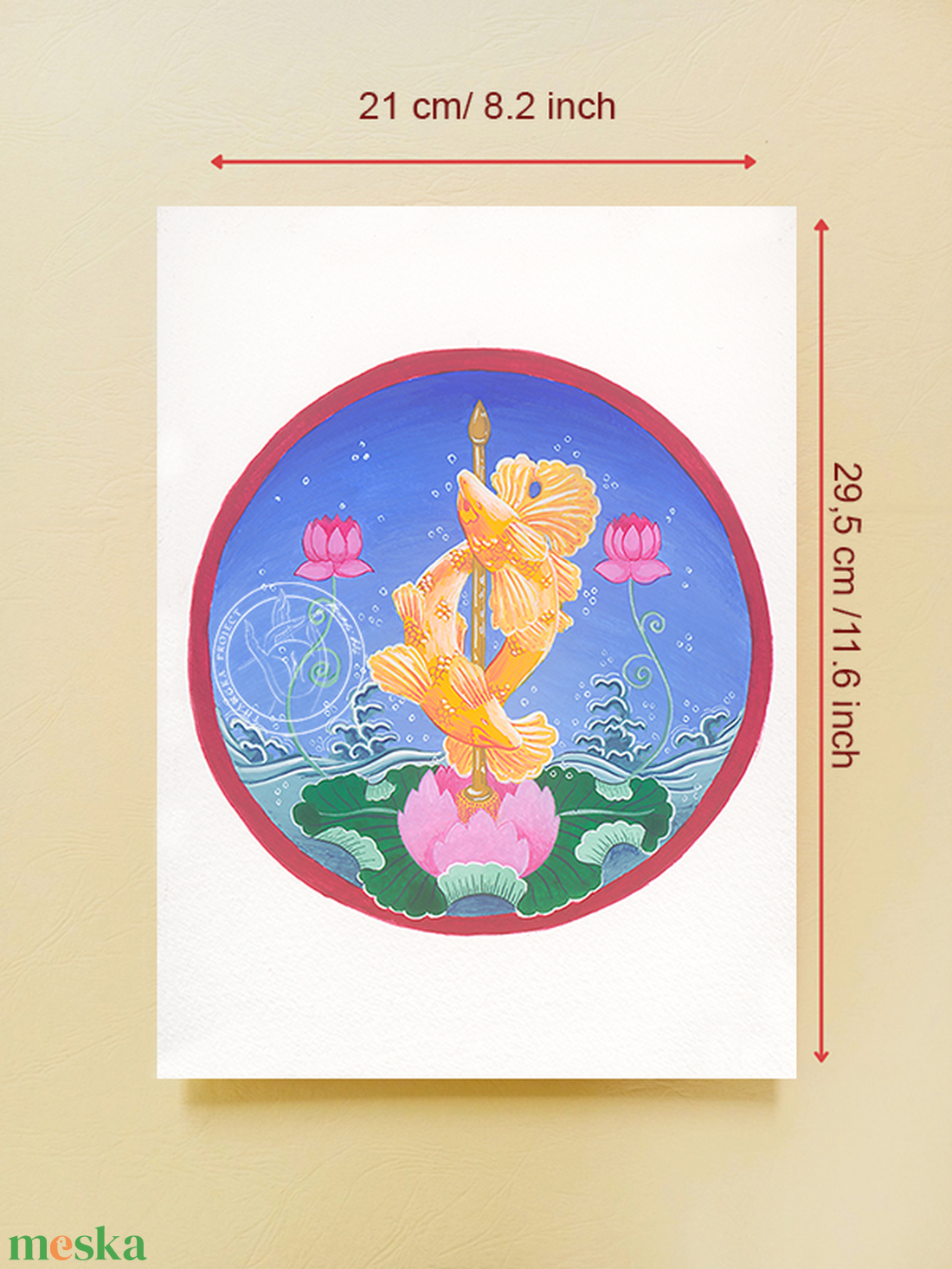 Nyolc szerencsés szimbólum- Aranyhalak giclée nyomat - művészet - grafika & illusztráció - művészi nyomat - Meska.hu