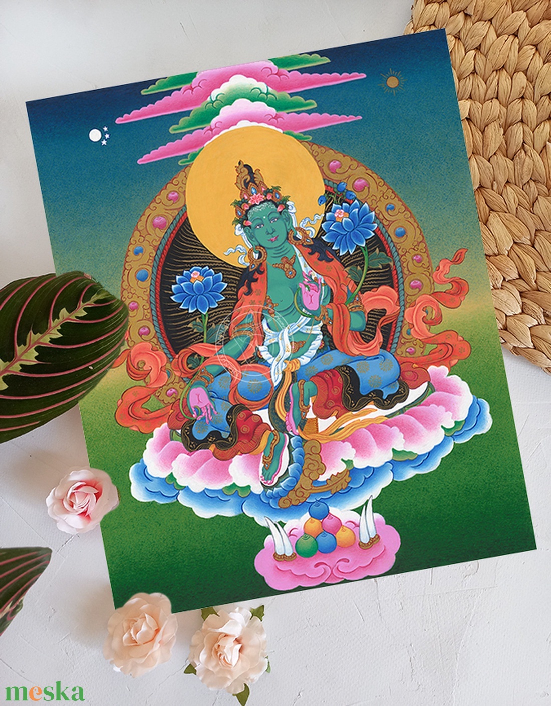 Zöld Tárá giclée nyomat  - művészet - grafika & illusztráció - művészi nyomat - Meska.hu